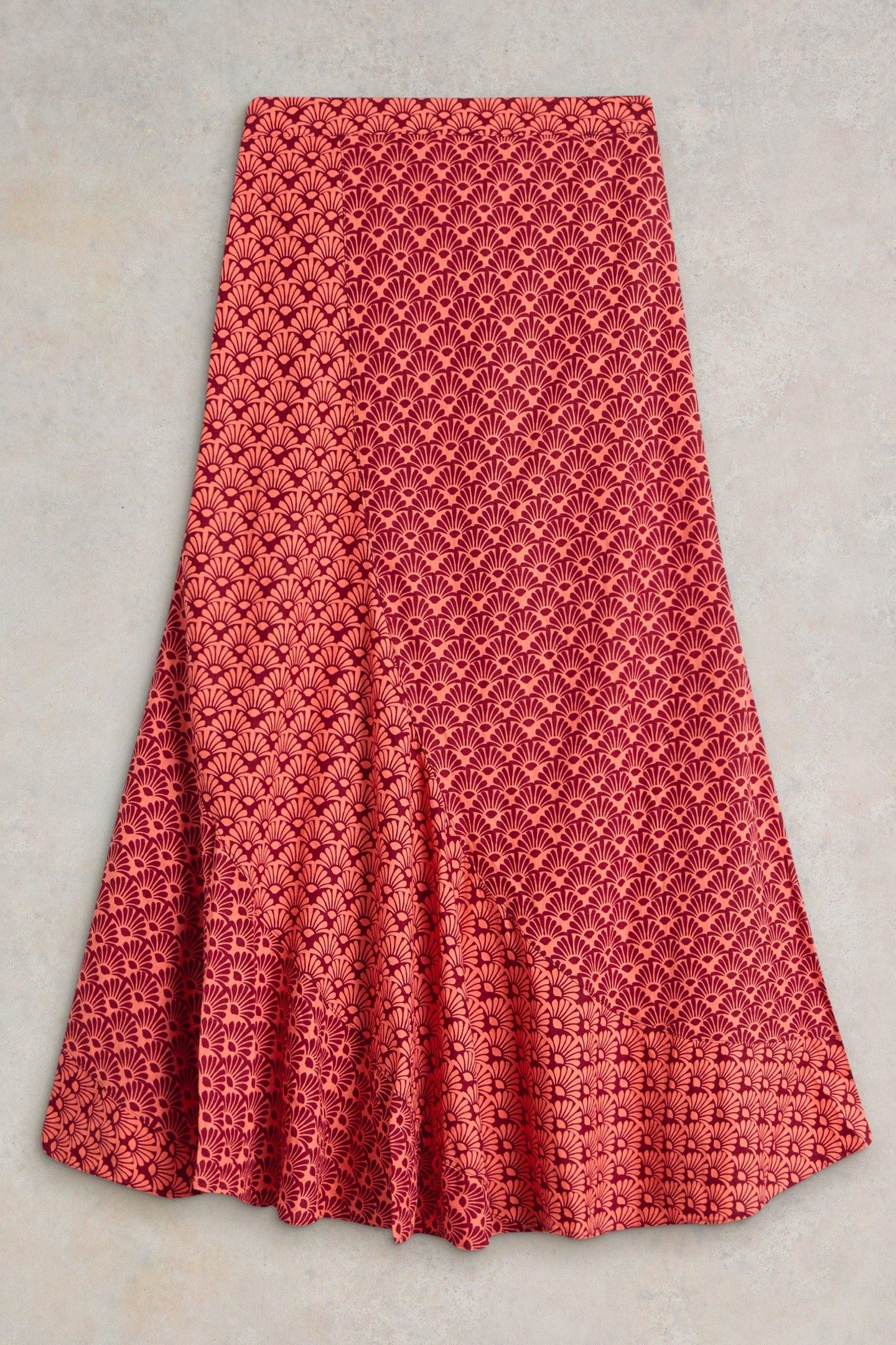 SARA LINEN BLEND MAXI SKIRT RED MULTI 5
