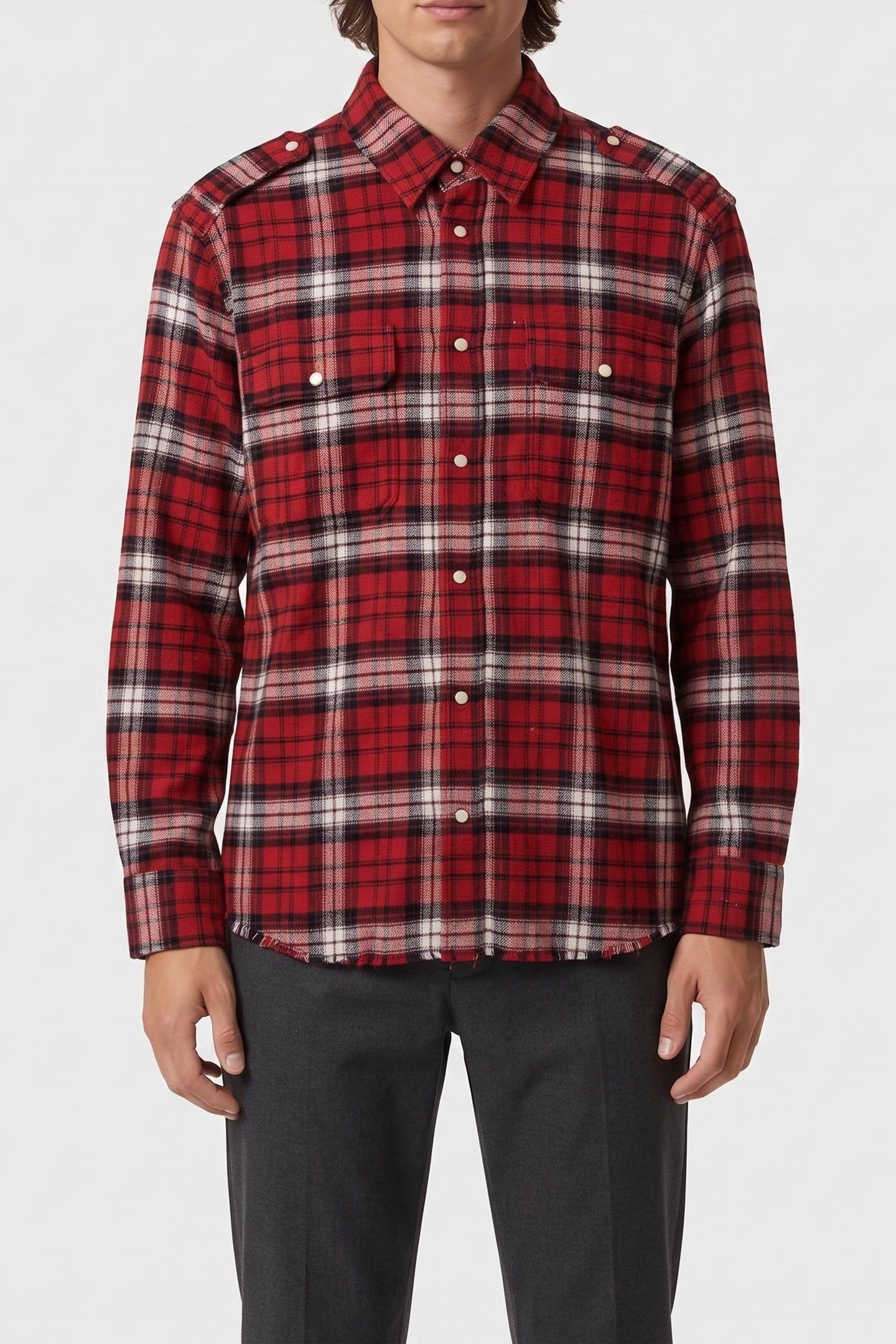 LONG-SLEEVED CHECKED SHIRT BLACK-RED-WHITE 1