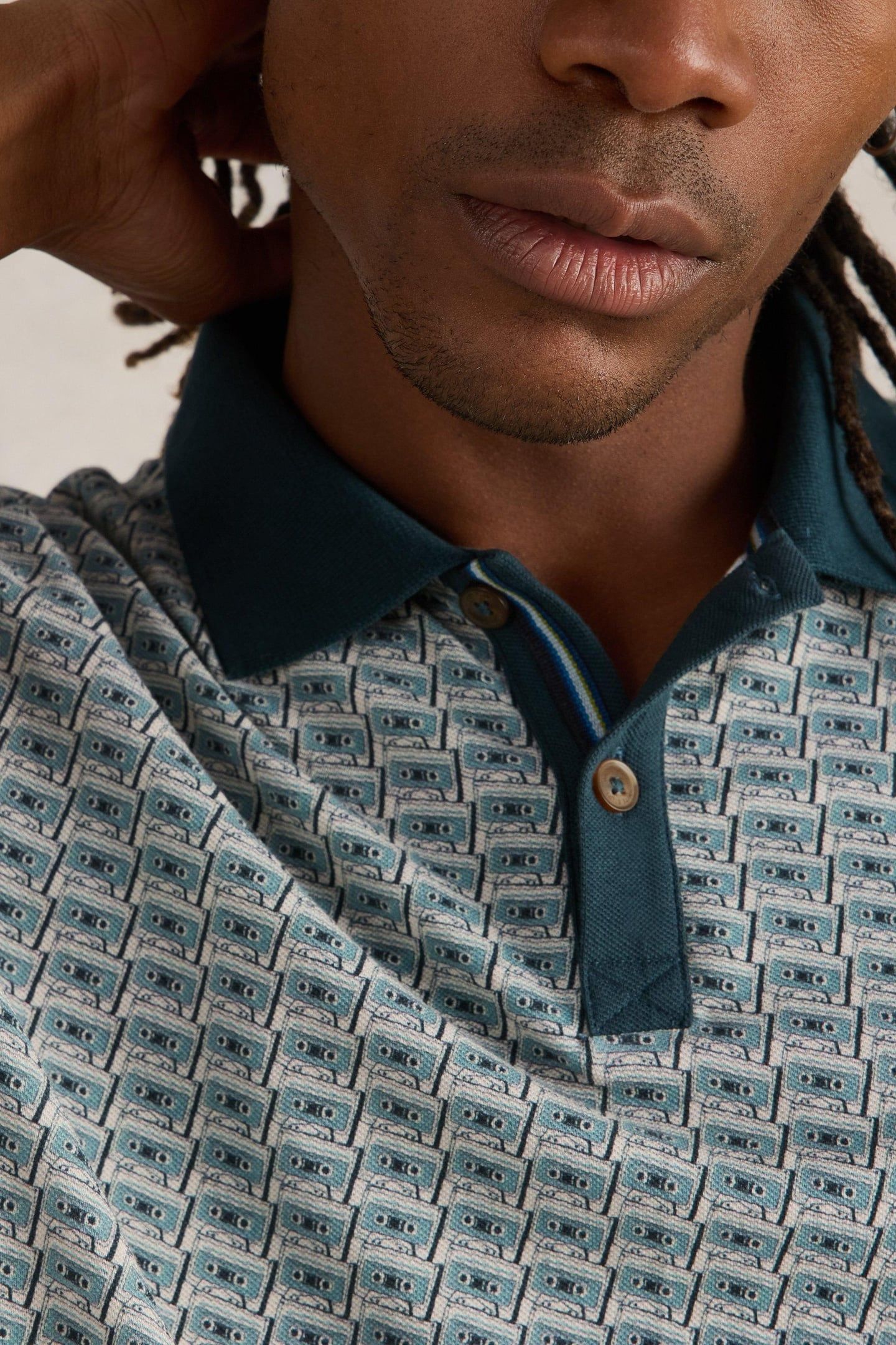 CASETTE TAPE PRINTED POLO TEAL PRINT 6