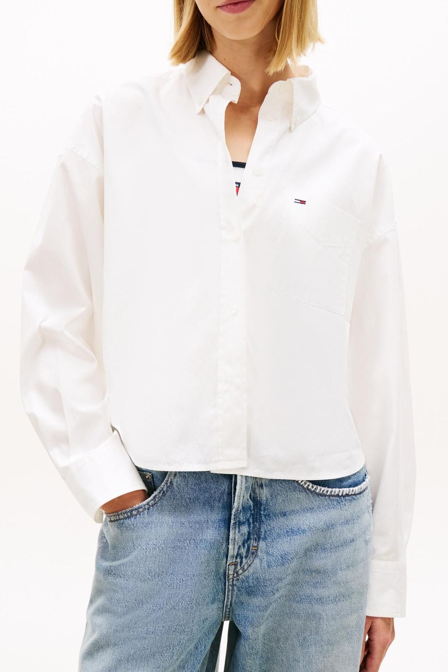 RELAXED FIT CROPPED POPLIN SHIRT ECRU 3