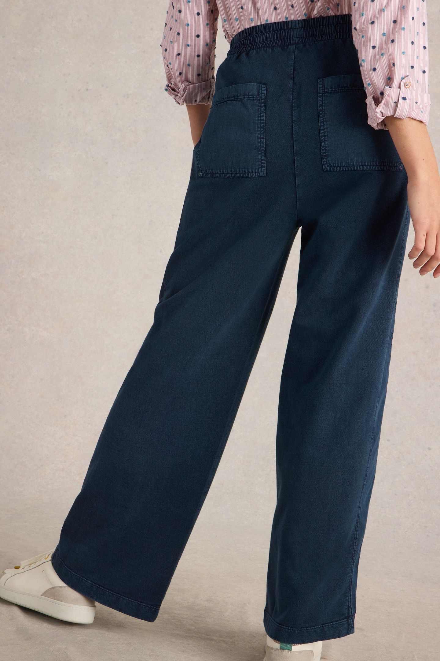 AVA WIDE LEG JERSEY JOGGER MID DENIM 3