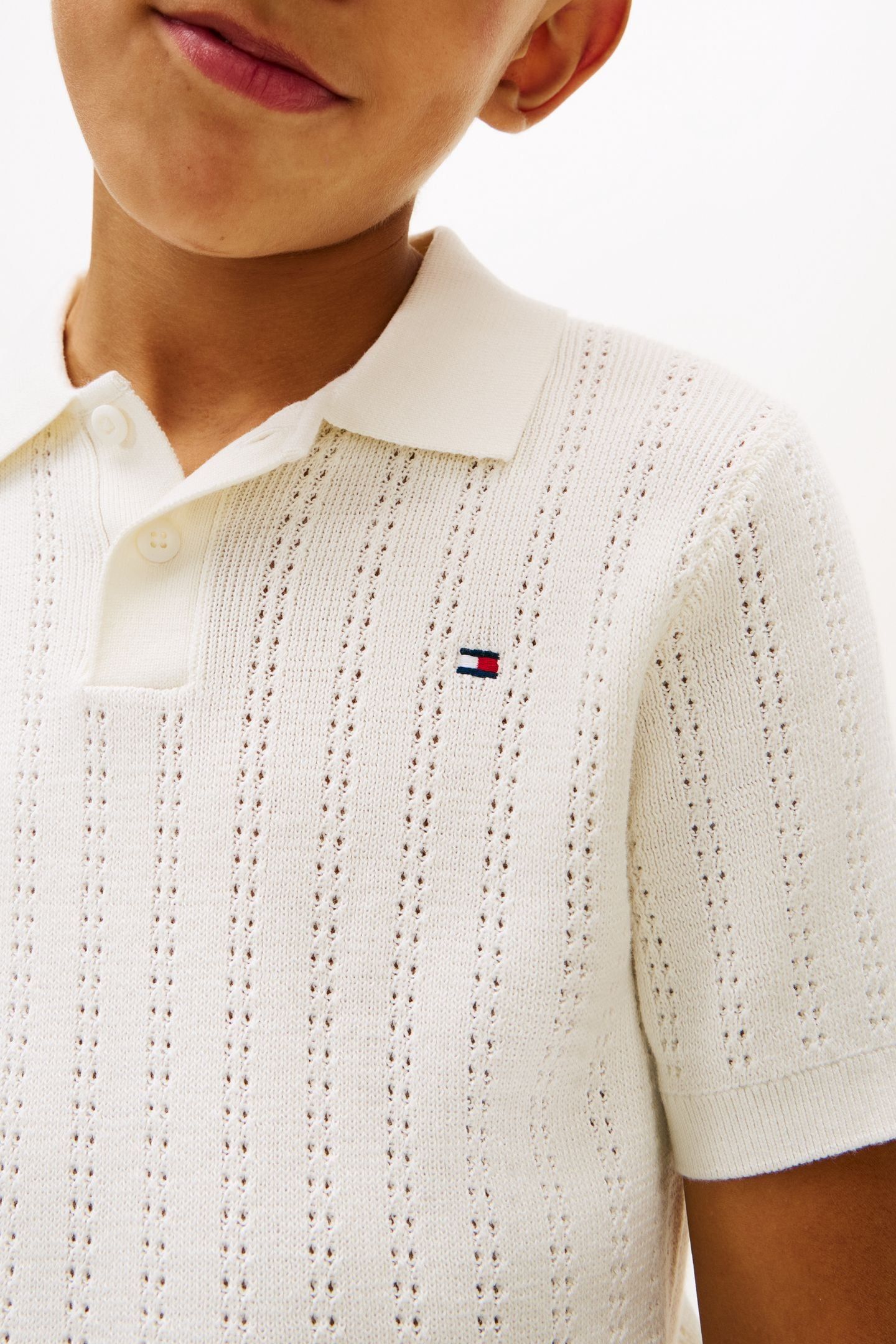 BOYS OPEN STITCH POLO SWEATER IVORY SILK 5