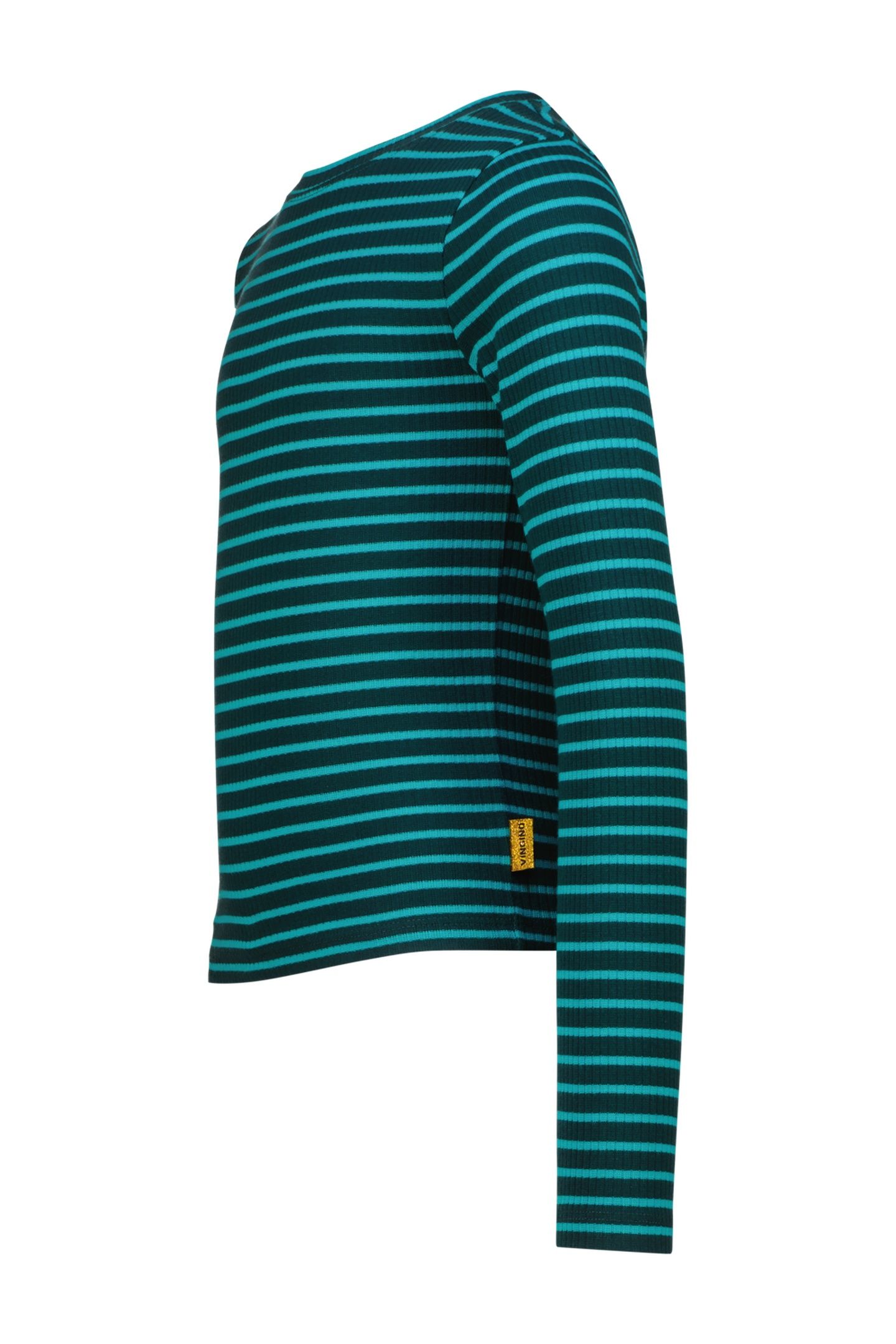 GIRLS BASIC FINE STRIPE TOP T-SHIRT DARK JUNGLE GREEN 2
