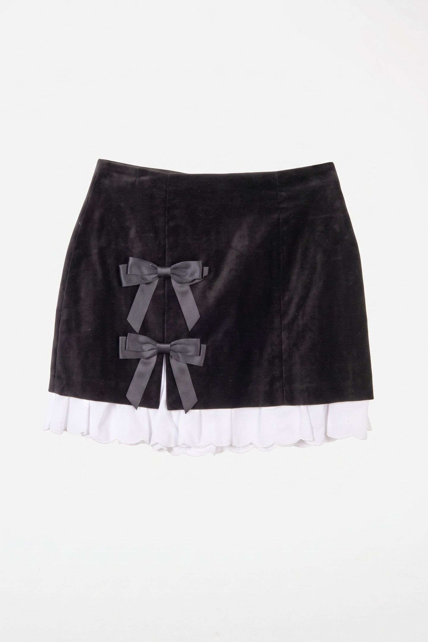 SHORT VELVET SKIRT WITH BOWS BLACK 3