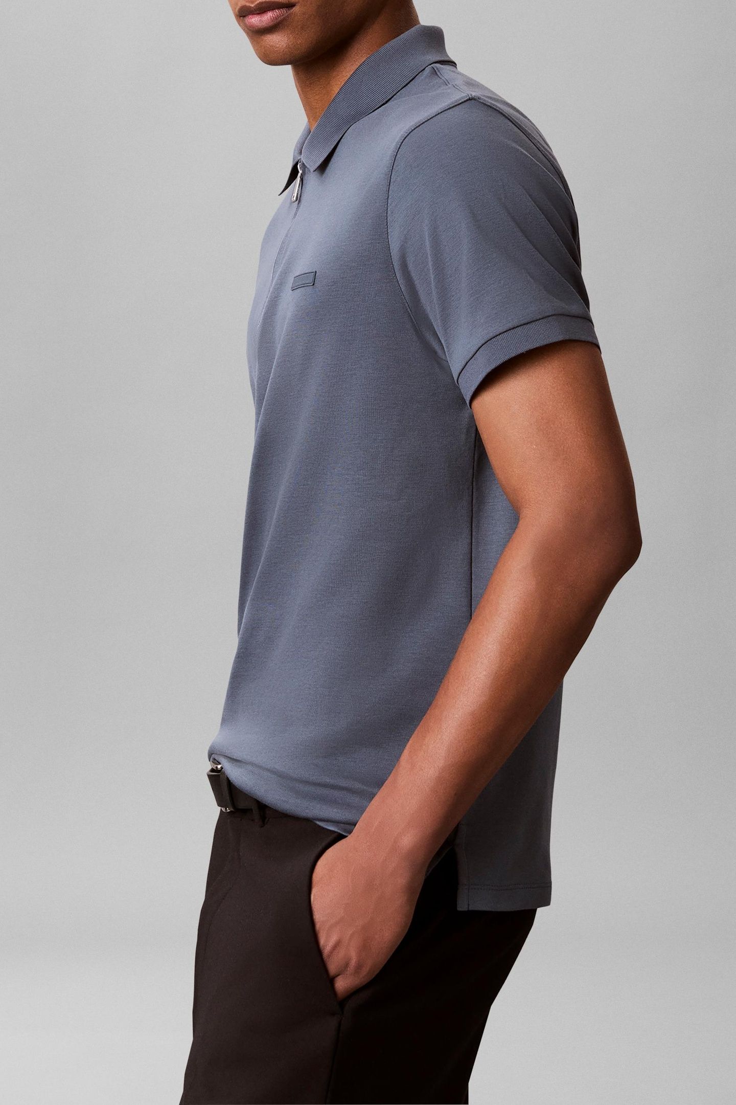 SS SLIM SUPIMA ZIP POLO DARK SLATE 2