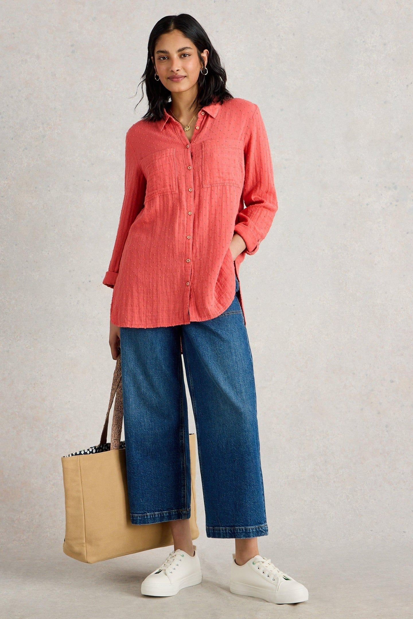 SOPHIE LONGLINE COTTON SHIRT MID PINK 2