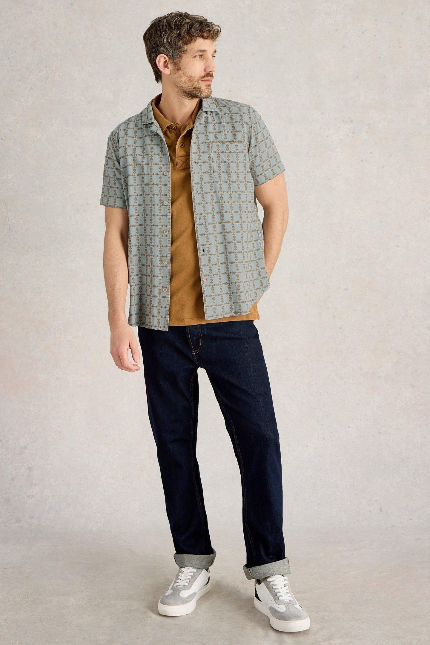 SS OVERDYE CHECK SHIRT LIGHT BLUE 1