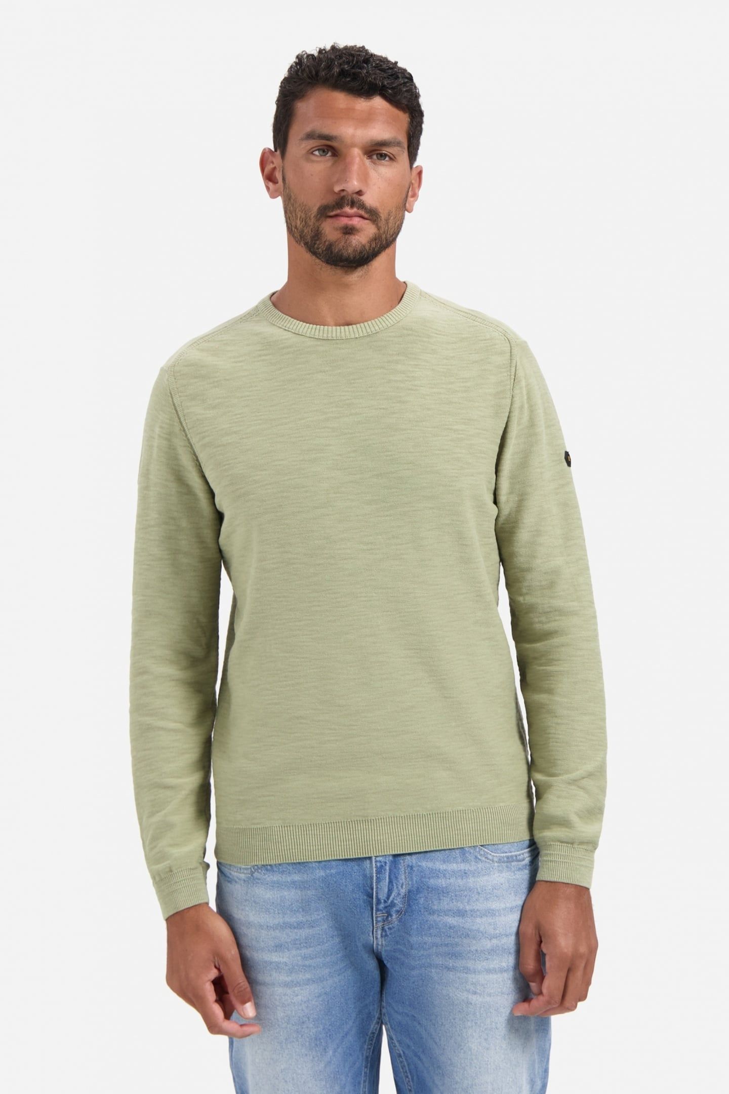 PULLOVER CREWNECK GARMENT DYED + STONE WASHED LIGHT MOSS 1