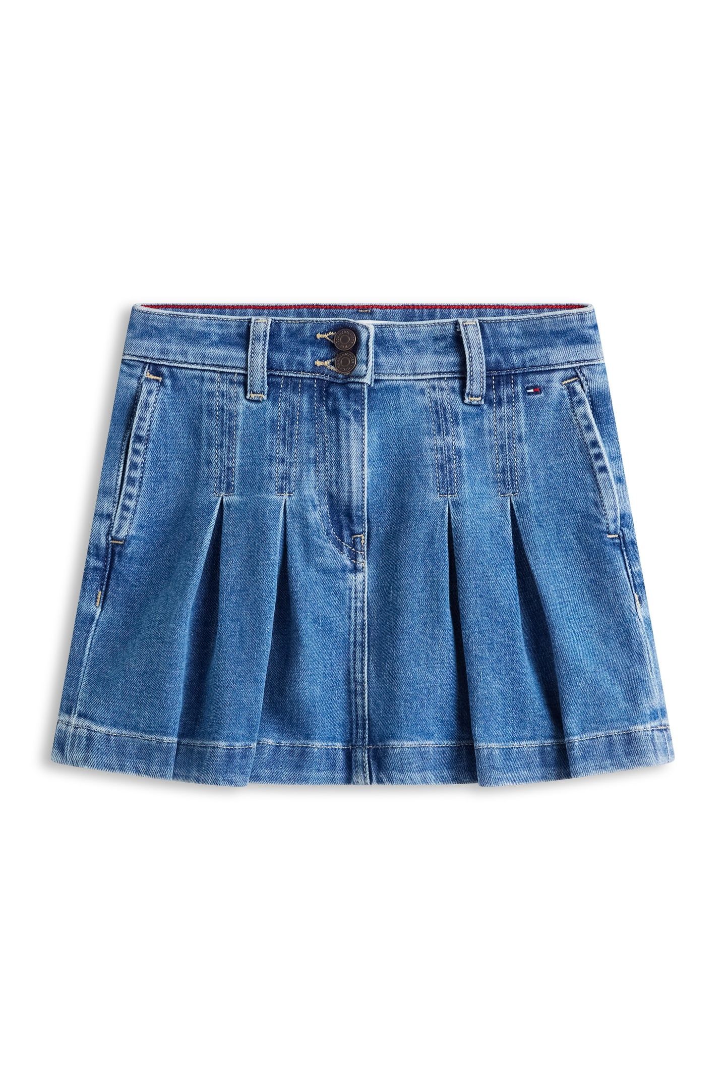 GIRLS DENIM PLEATED SKIRT TRUE BLUE DENIM 4