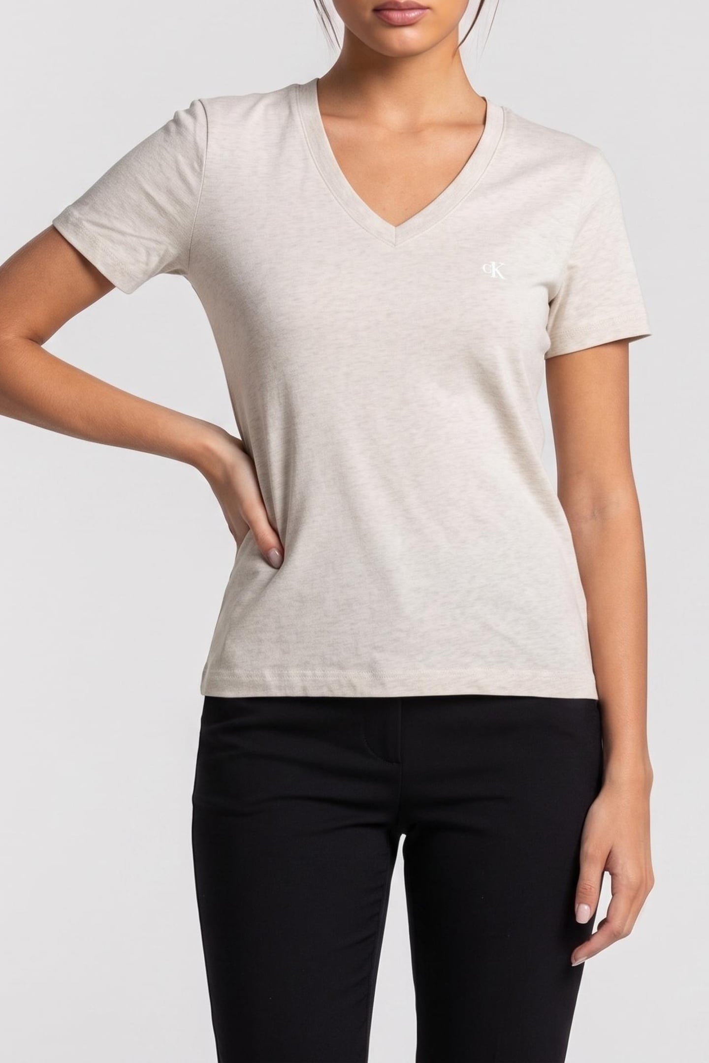 ARCHIVE JERSEY V-NECK TEE BA01 GREY HEATHER 1