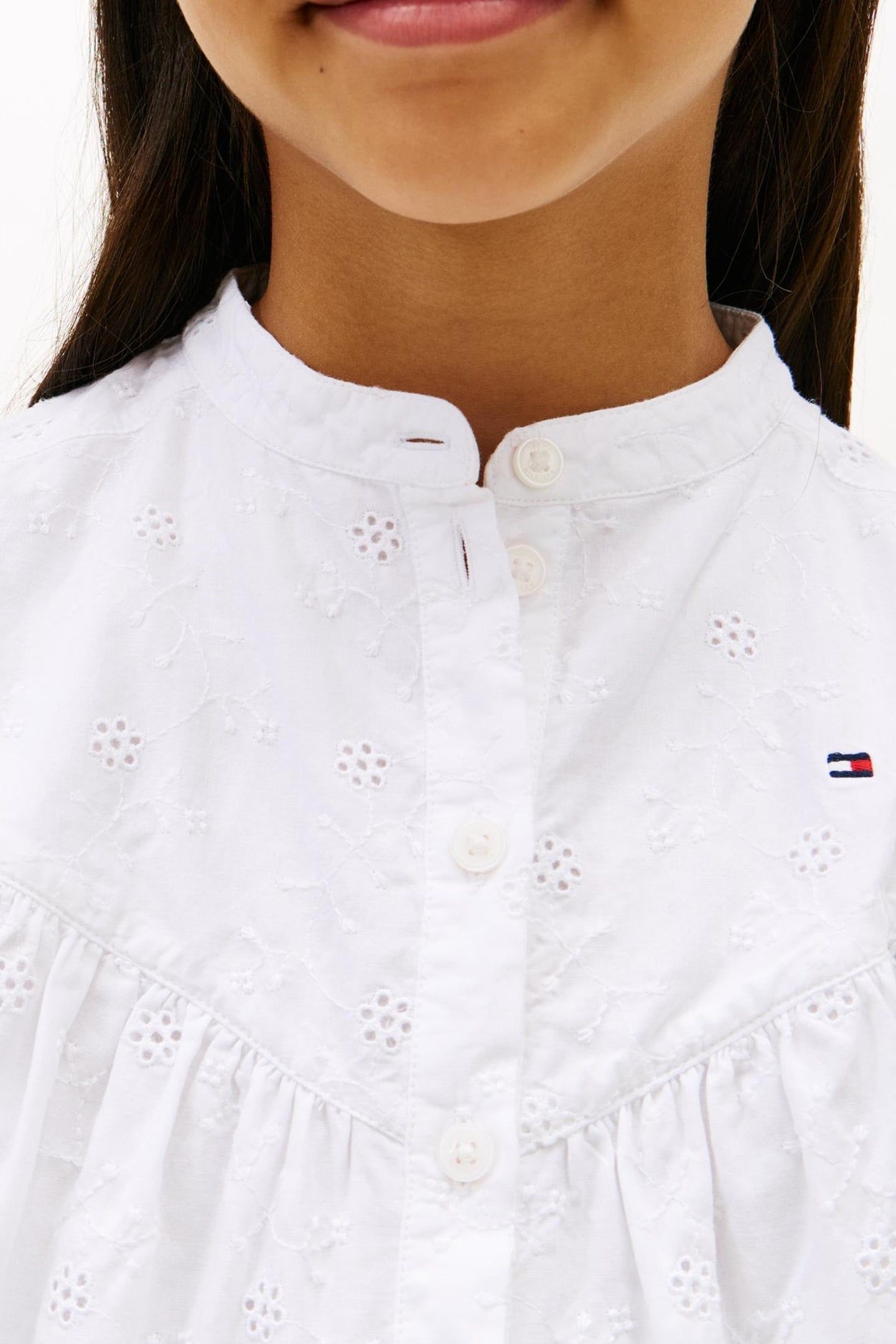 GIRLS BRODERIE ANGLAISE SHIRT DRESS WHITE 5