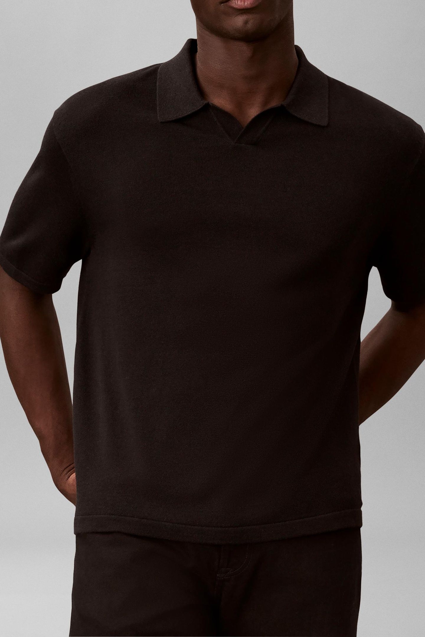 SS LINEN BLEND JOHNNY SWEATER BLACK 2