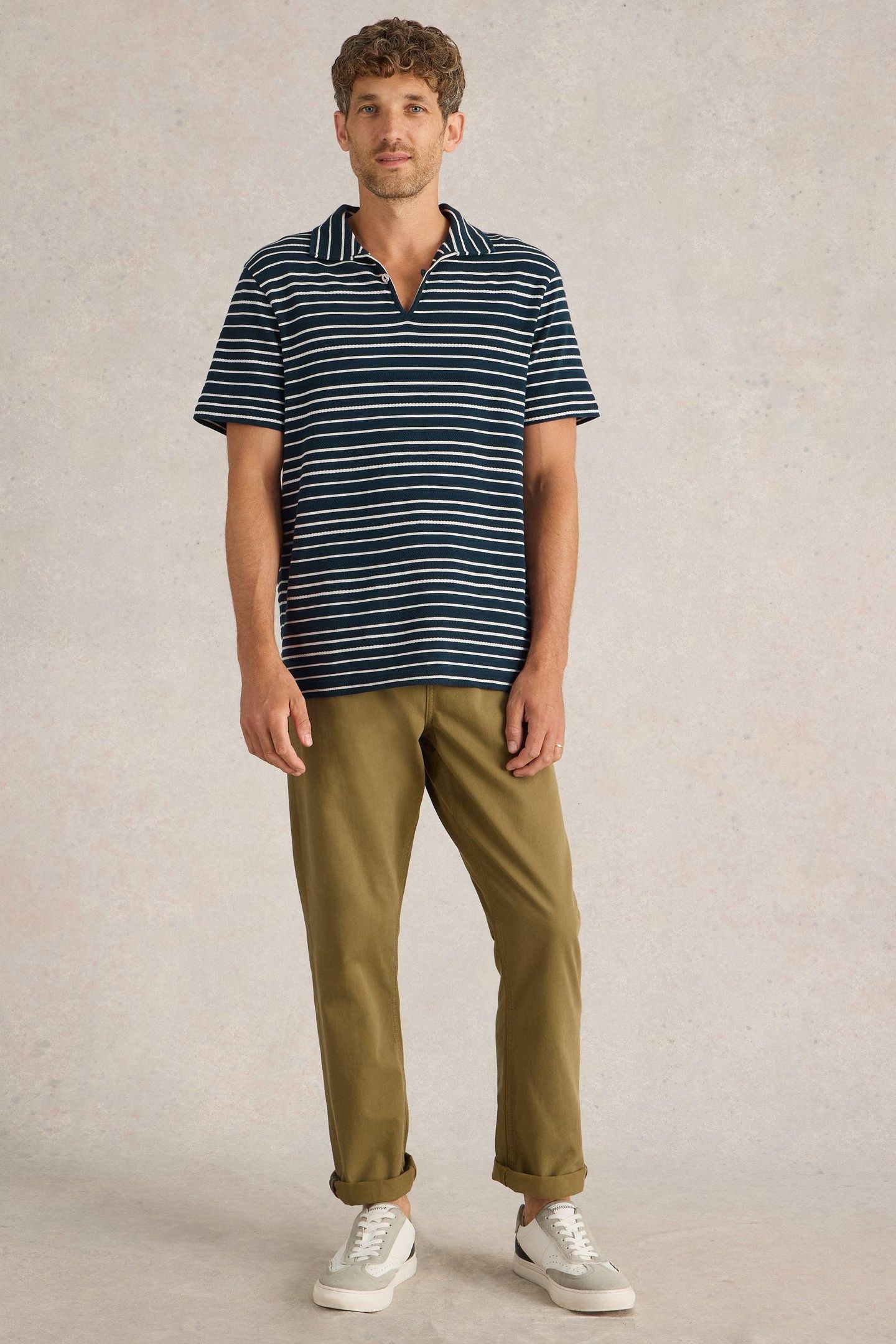 JACQUARD STRIPE POLO NAVY MULTI 2