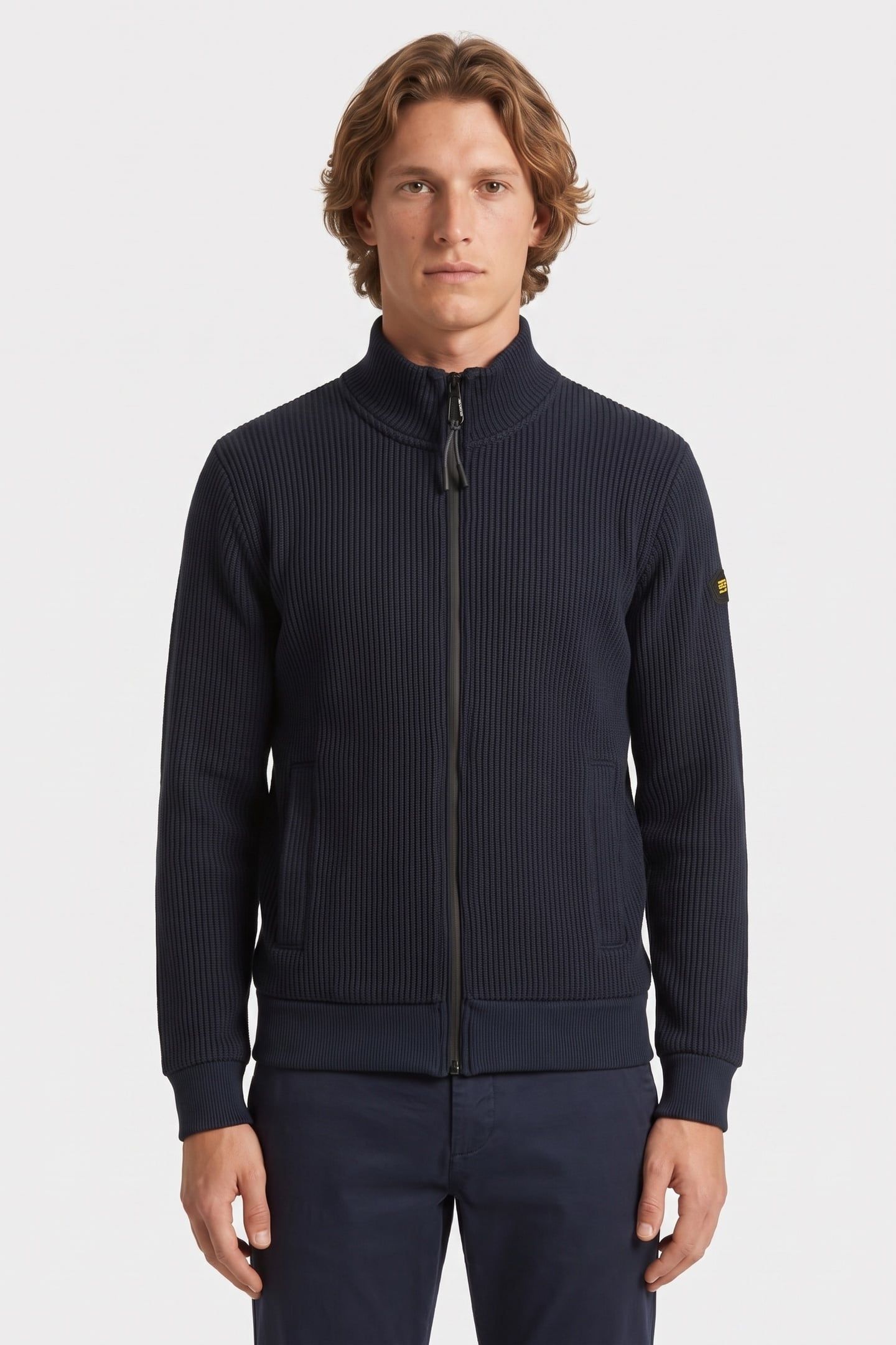 SWEATER FULL ZIP STAND UP COLLAR BONDED KNIT NIGHT 1