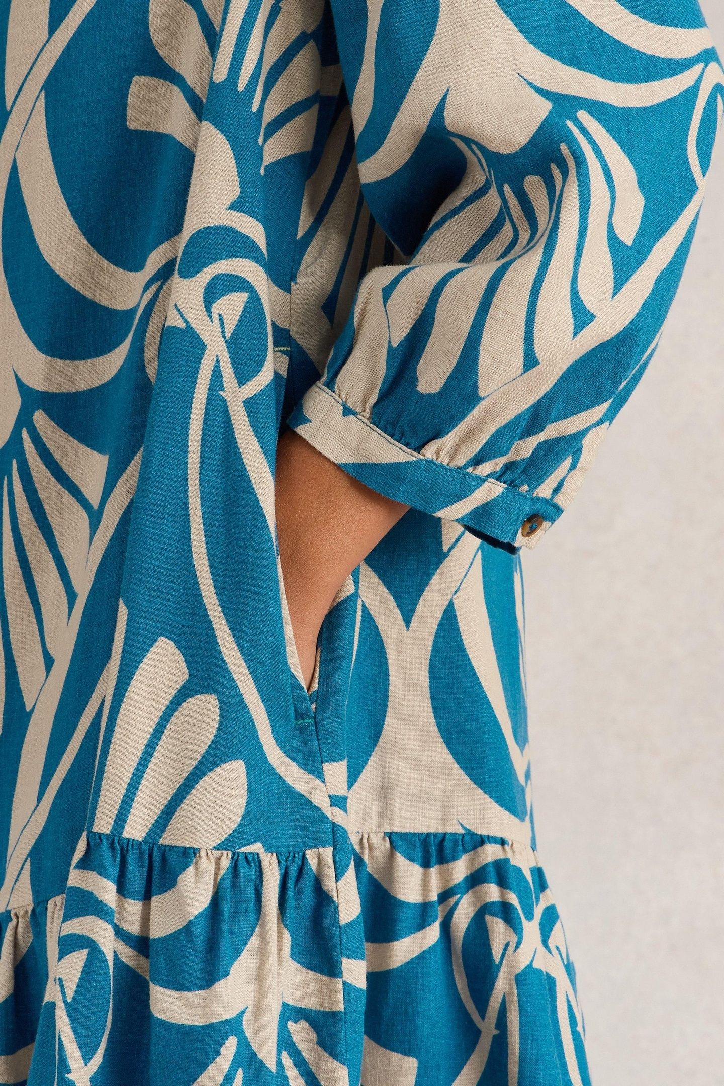 OTTO LINEN BLEND DRESS BLUE PRINT 6