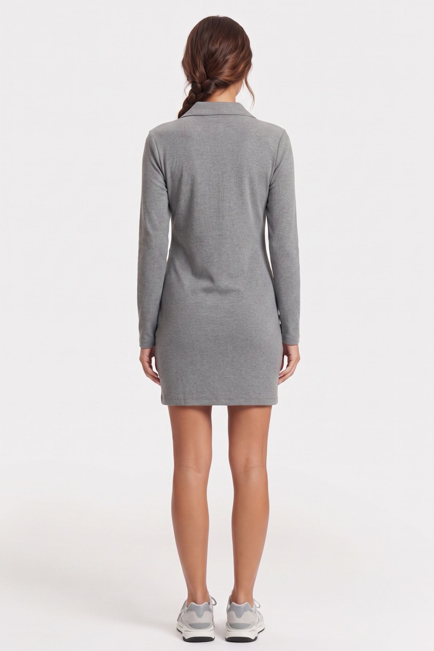 LS MONOLOGO RIB POLO DRESS MEDIUM GREY HEATHER 2