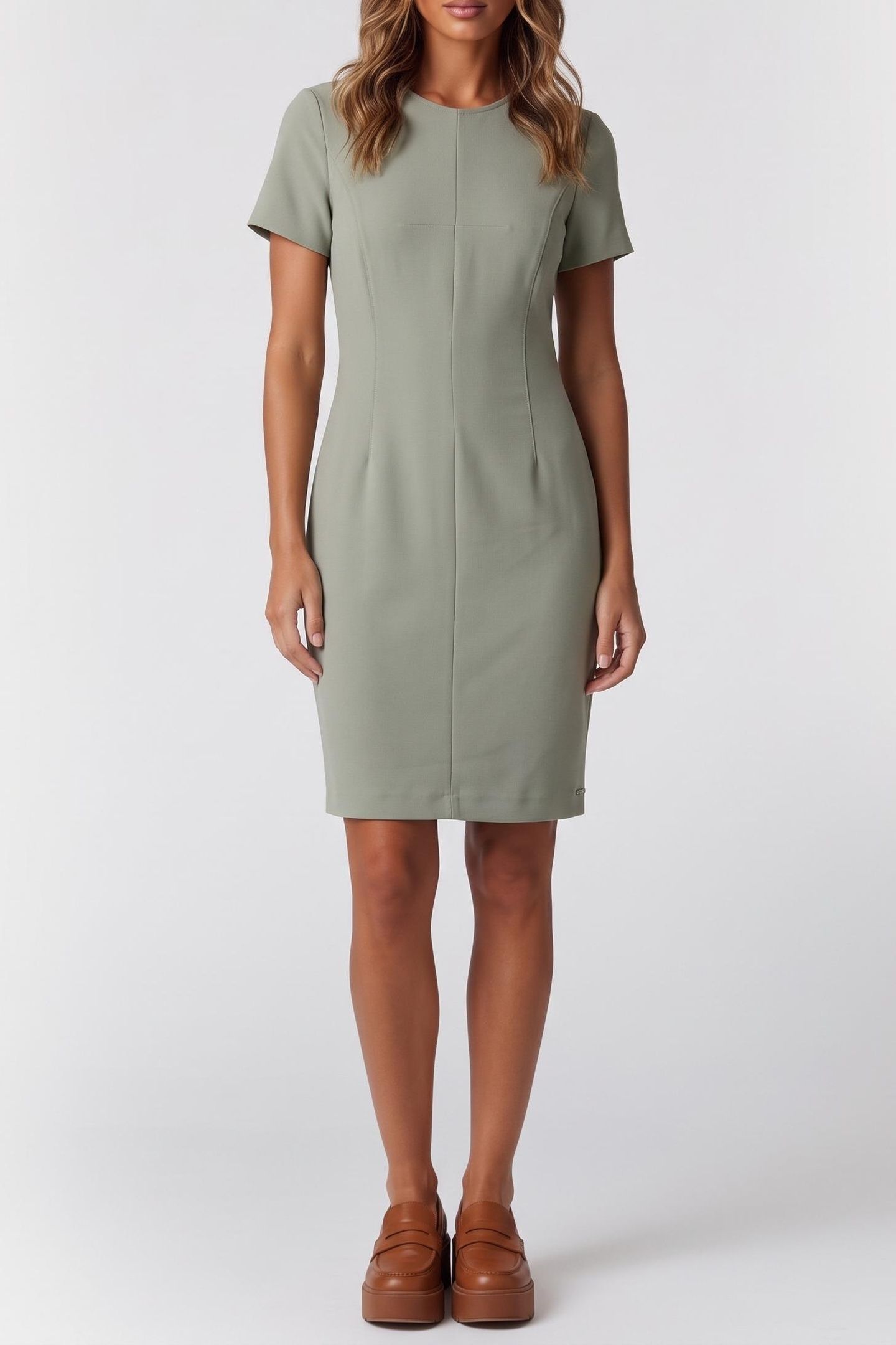 SCUBA CREPE KNEE LENGTH DRESS SHADOW 1