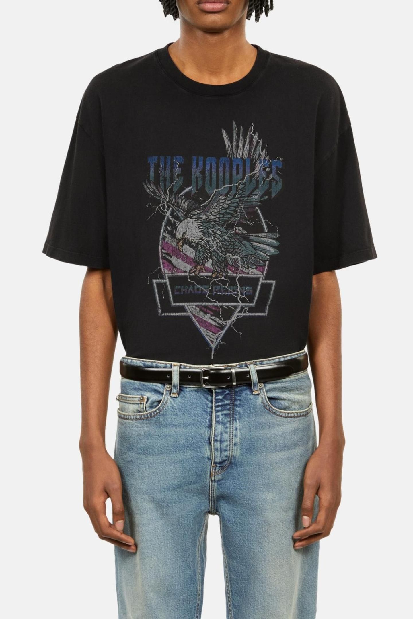 SHORT-SLEEVED T-SHIRT WITH EAGLE PRINT BLACK WASHED 3