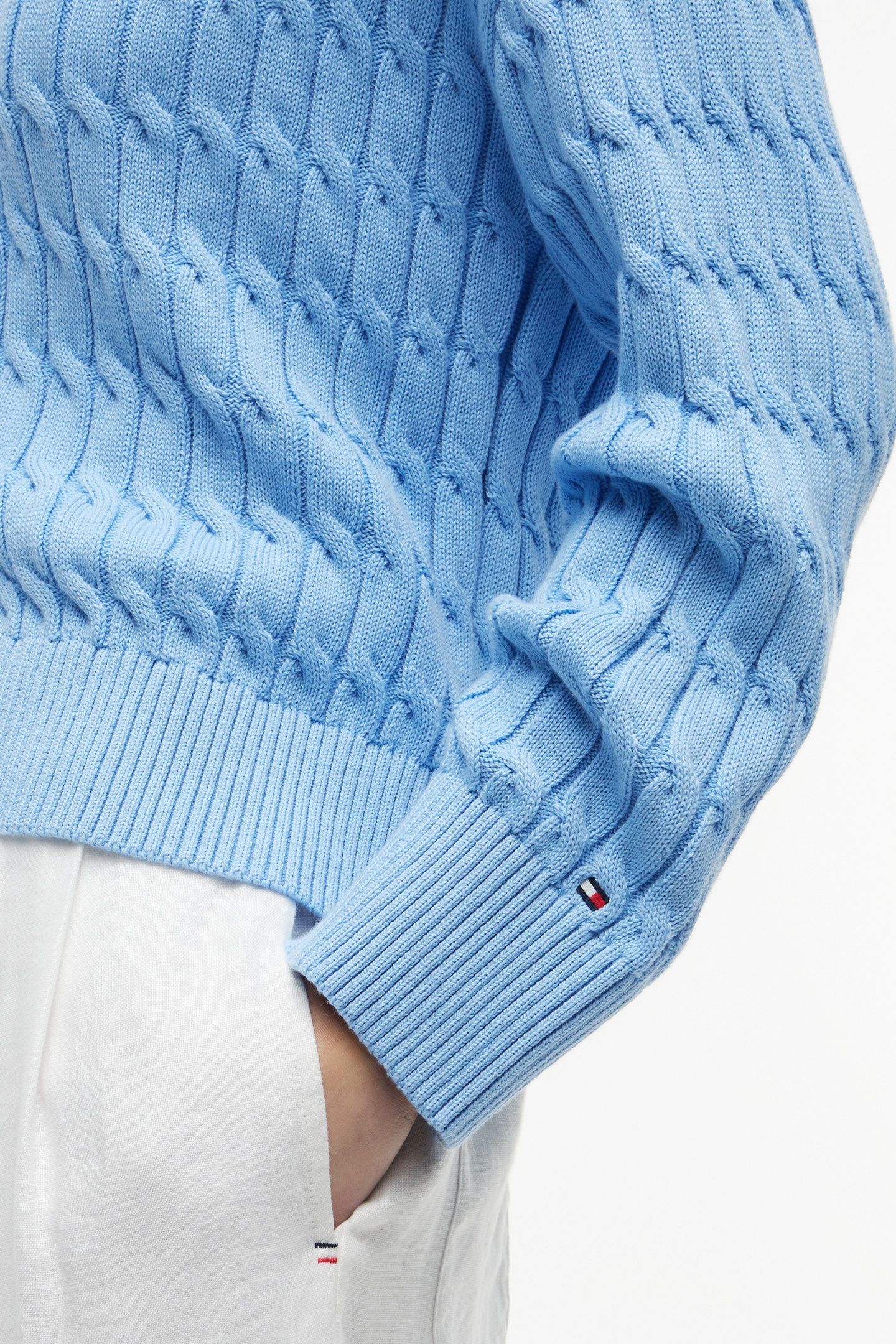 MID CABLE V-NECK LS VESSEL BLUE 5