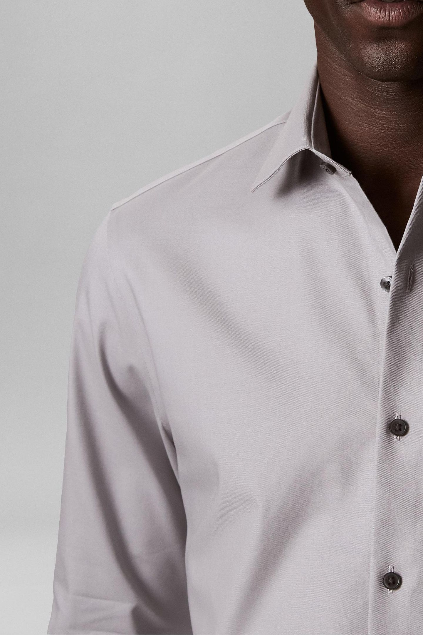 SLIM ESSENTIAL TWILL STRAIGHT SHIRT PURE GRAY 5