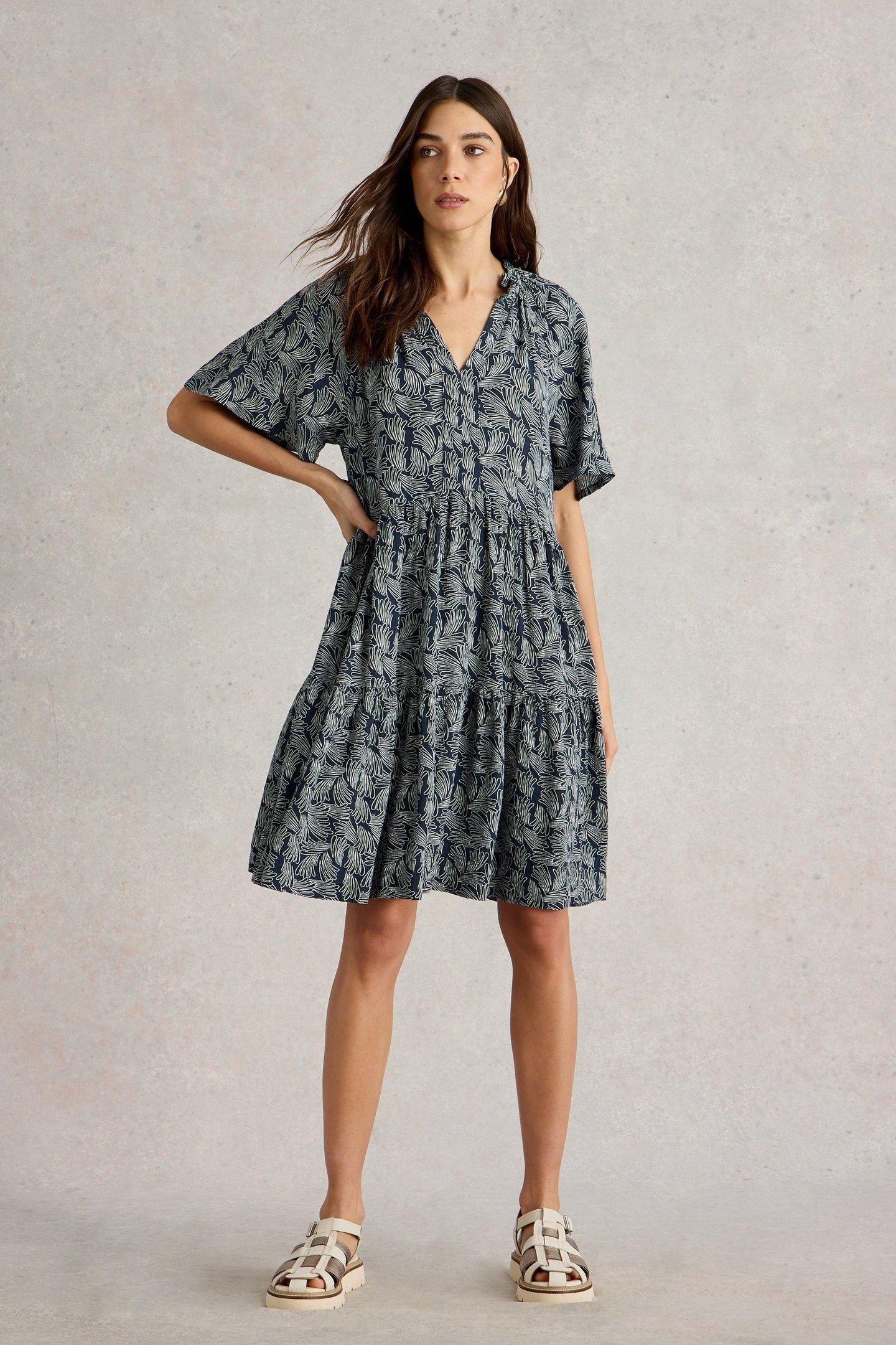 SOPHIA CRINKLE DRESS NAVY PRINT 2