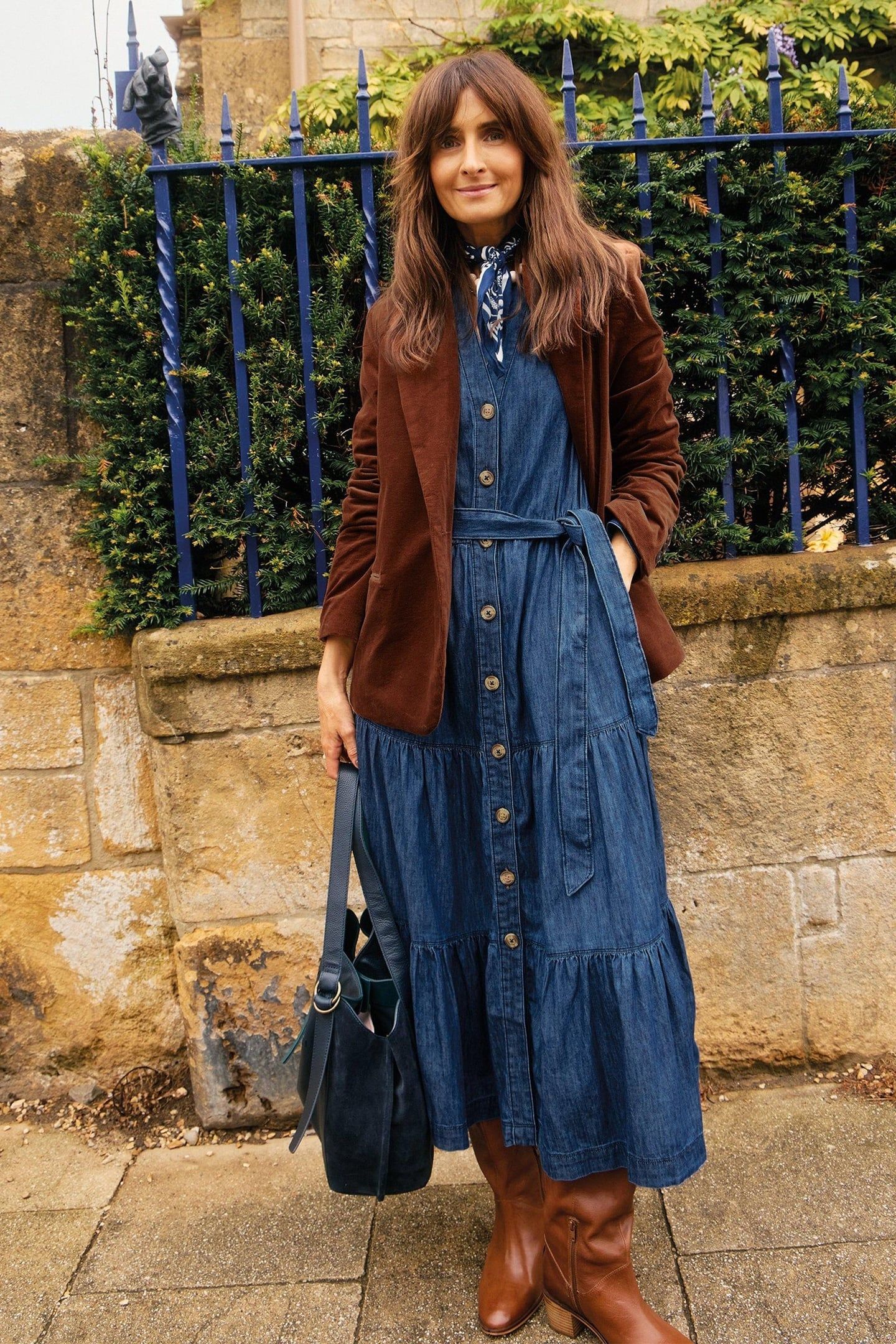 MINA TIERED DENIM DRESS MID DENIM 8