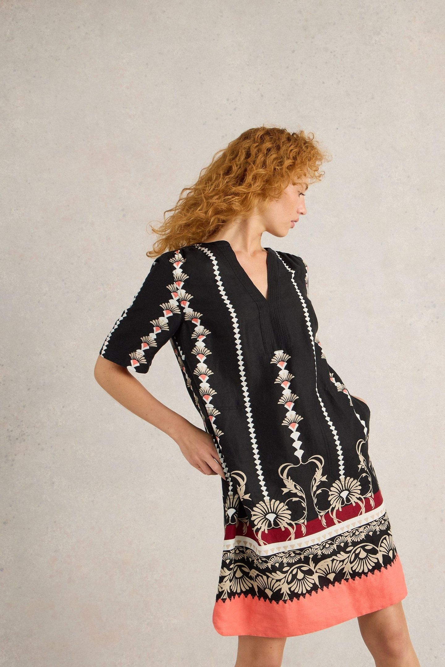 JUNE LINEN DRESS BLACK PRINT 8