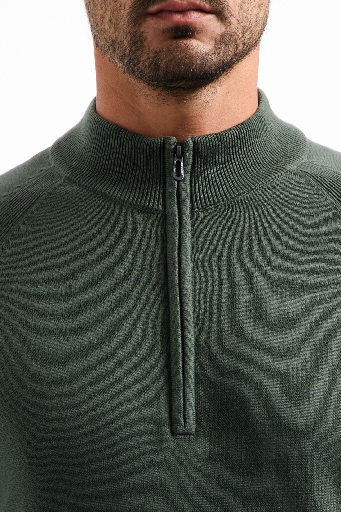 PULLOVER HALF ZIP HIGH COLLAR SOLID DARK GREEN 6