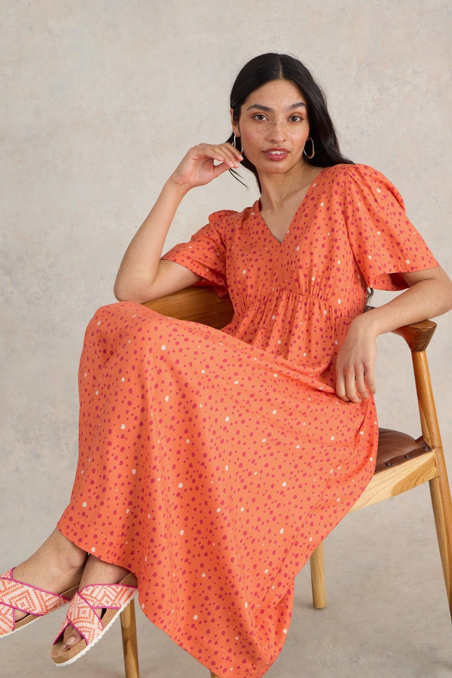 LUCY MIDI DRESS ORANGE MULTI 2