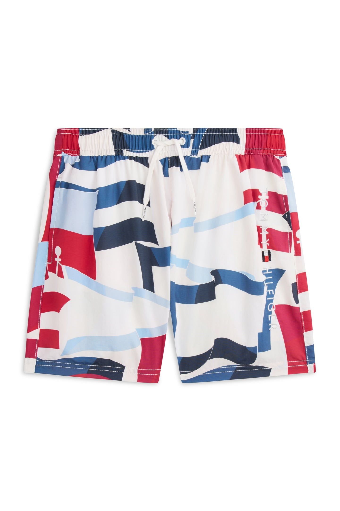 BOYS MEDIUM DRAWSTRING SHORTS VINTAGE FLAGS IVORY PETAL 1