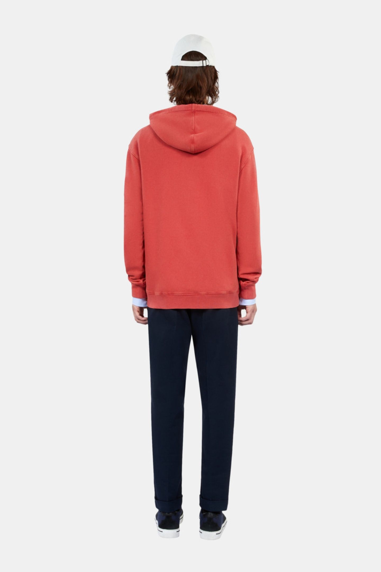 HOODIE WITH COLLEGE PRINT RED BRIQUE 4