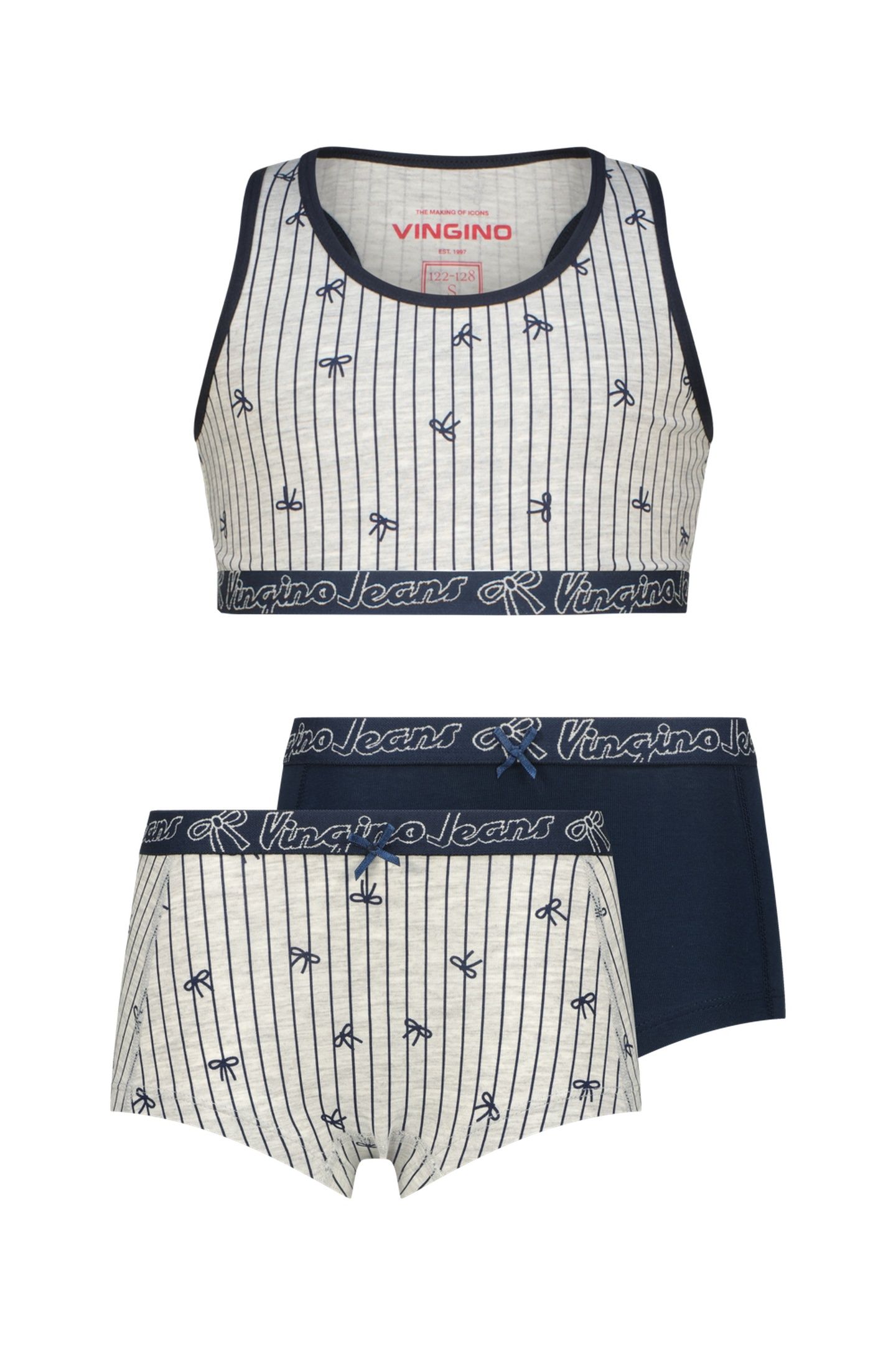 GIRLS BOW RACER 3PACK HIPSTER GREY MELEE 1