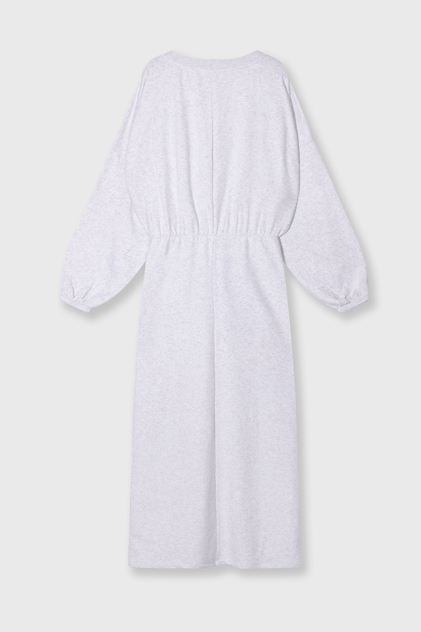 LONG WRAP DRESS GATHERING WHITE GREY MELEE 5