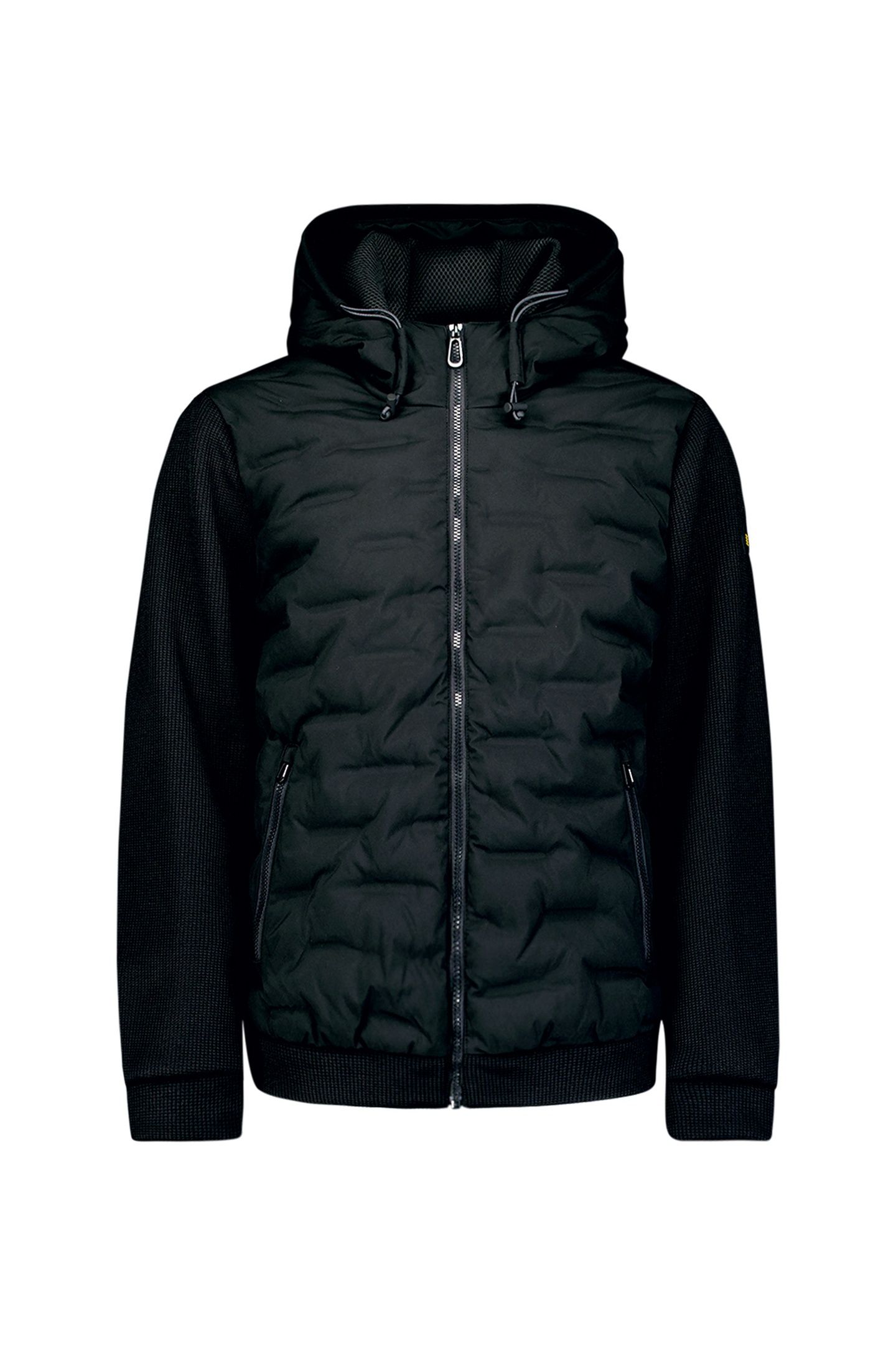 JACKET SHORT FIT SEALED HOODED KNITTED MIX BLACK 4