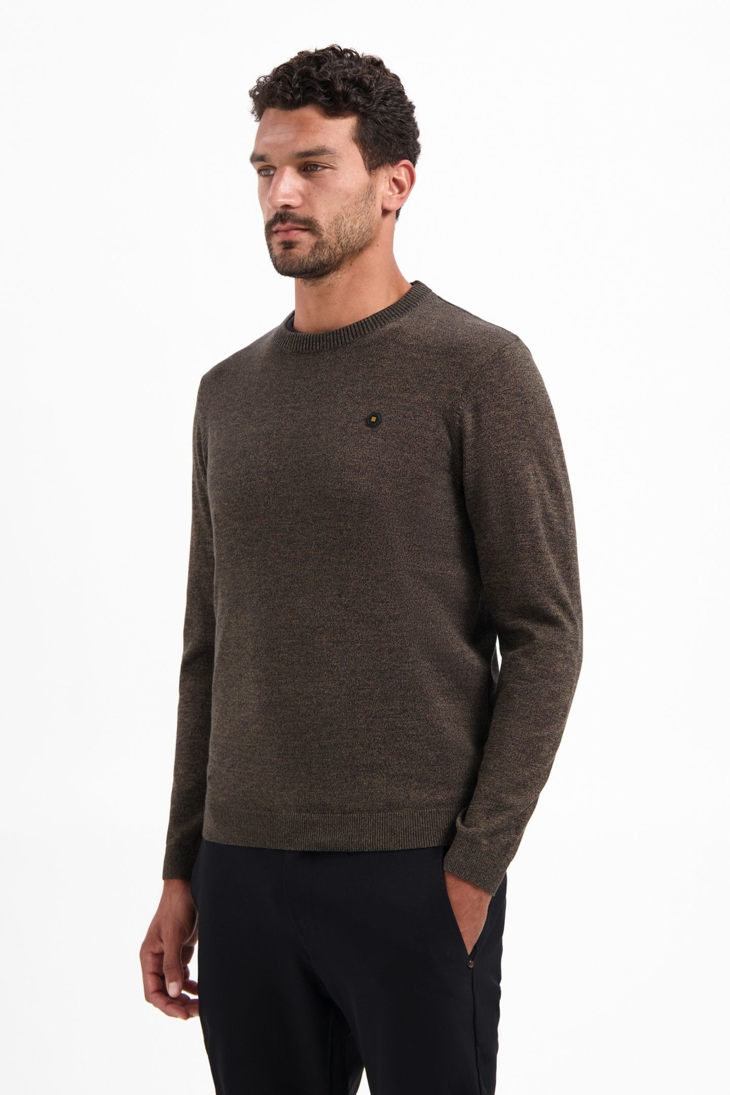 PULLOVER CREWNECK 2 COLOURED MELANGE TAUPE 1