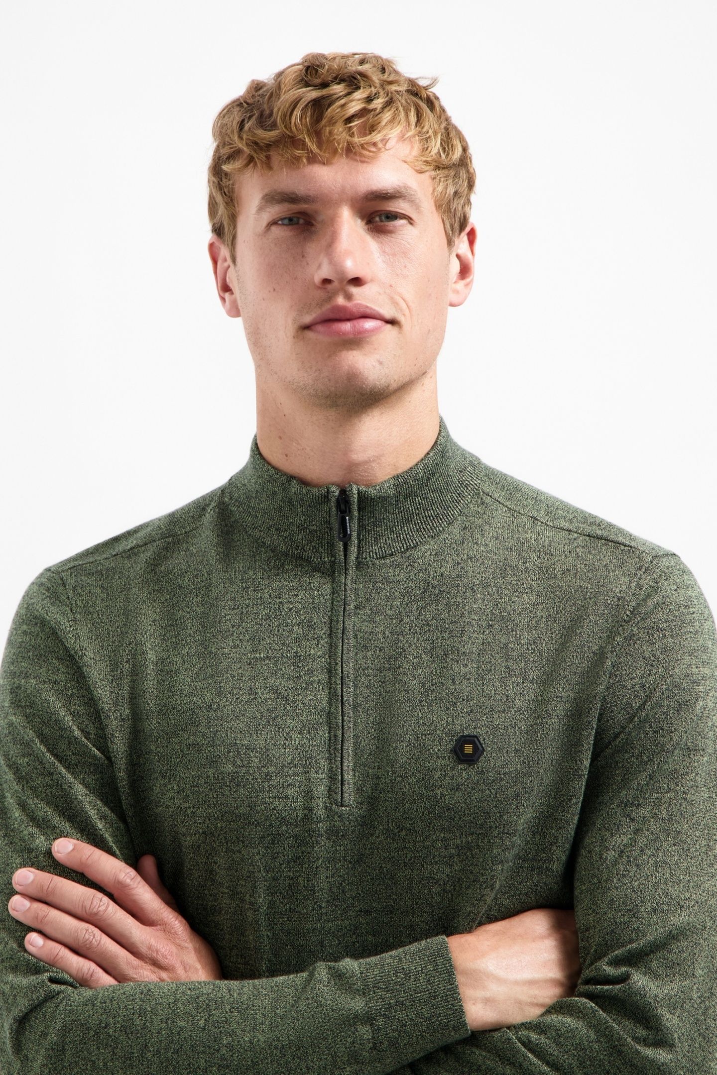 PULLOVER HALF ZIP 2 COLOURED MELANGE LIGHT MOSS 3