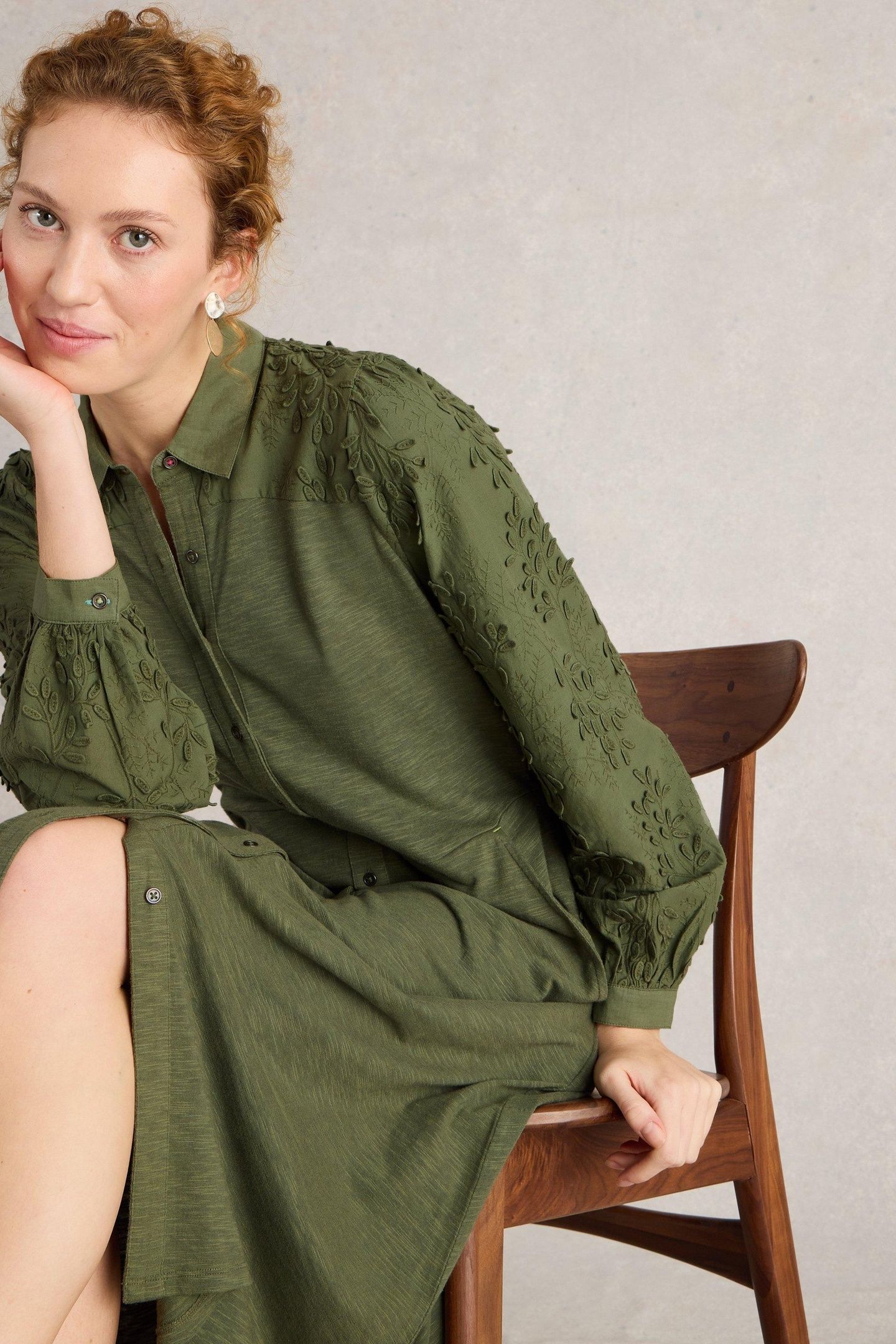 RUA EMBROIDERED DRESS DUSTY GREEN 8