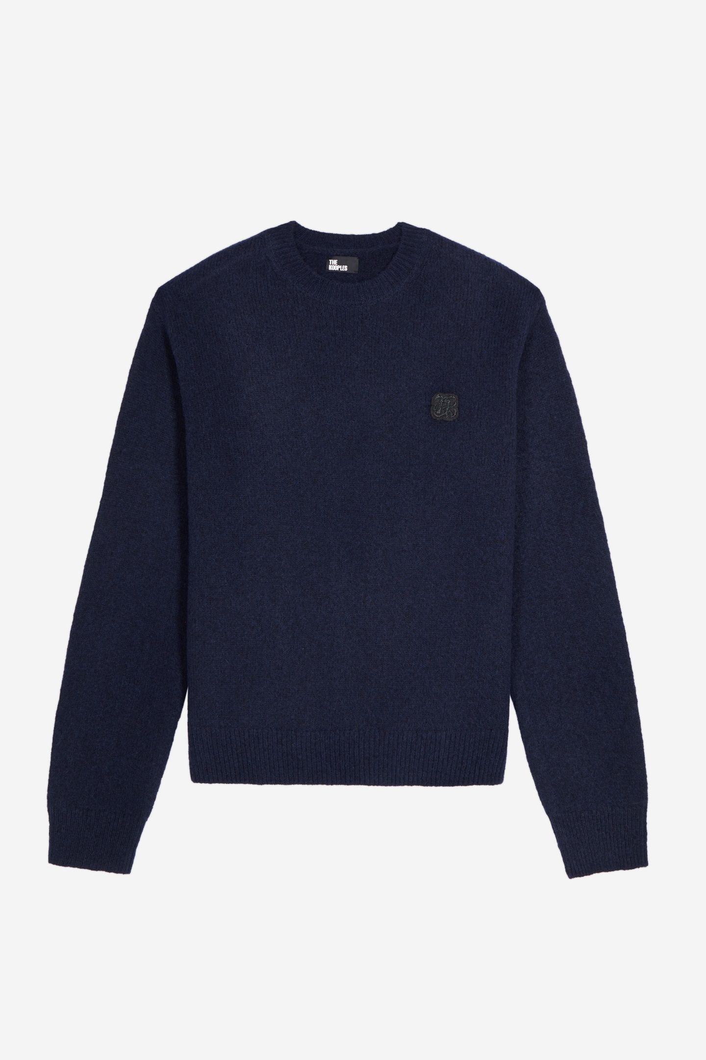 ROUND NECK SWEATER WITH CANETILLE PATCH NAVY 5