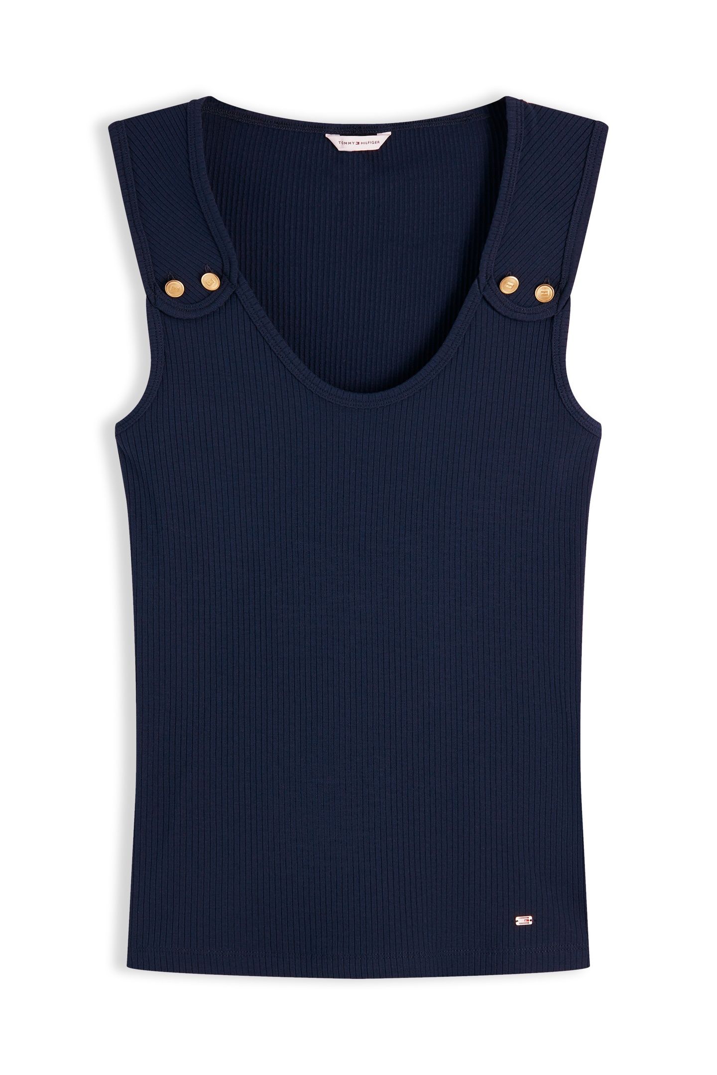 GOLD BUTTON U-NECK TANK TOP DARK NIGHT NAVY 4