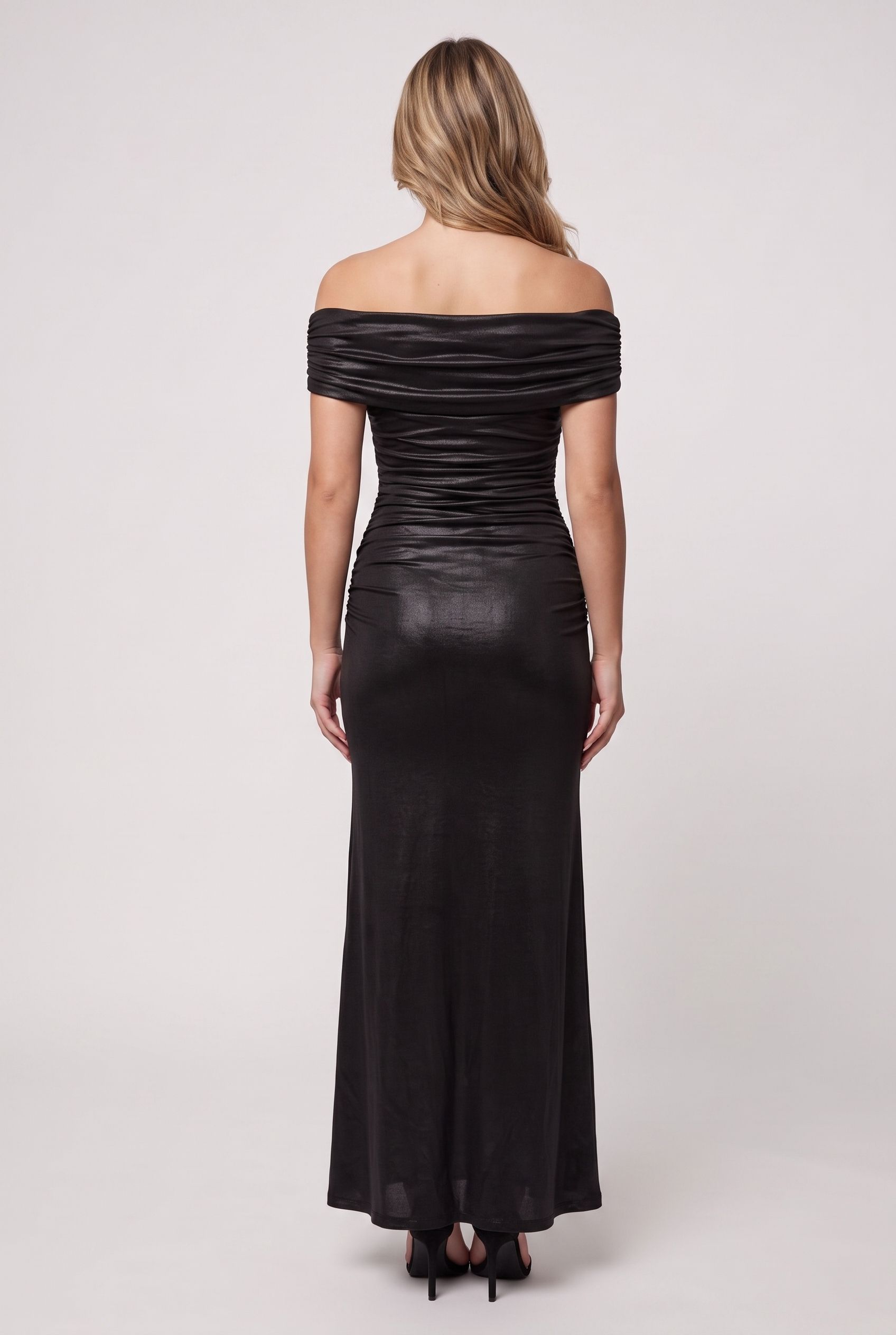 PETRA OFFSHOULDER DR SHINY BLACK 2