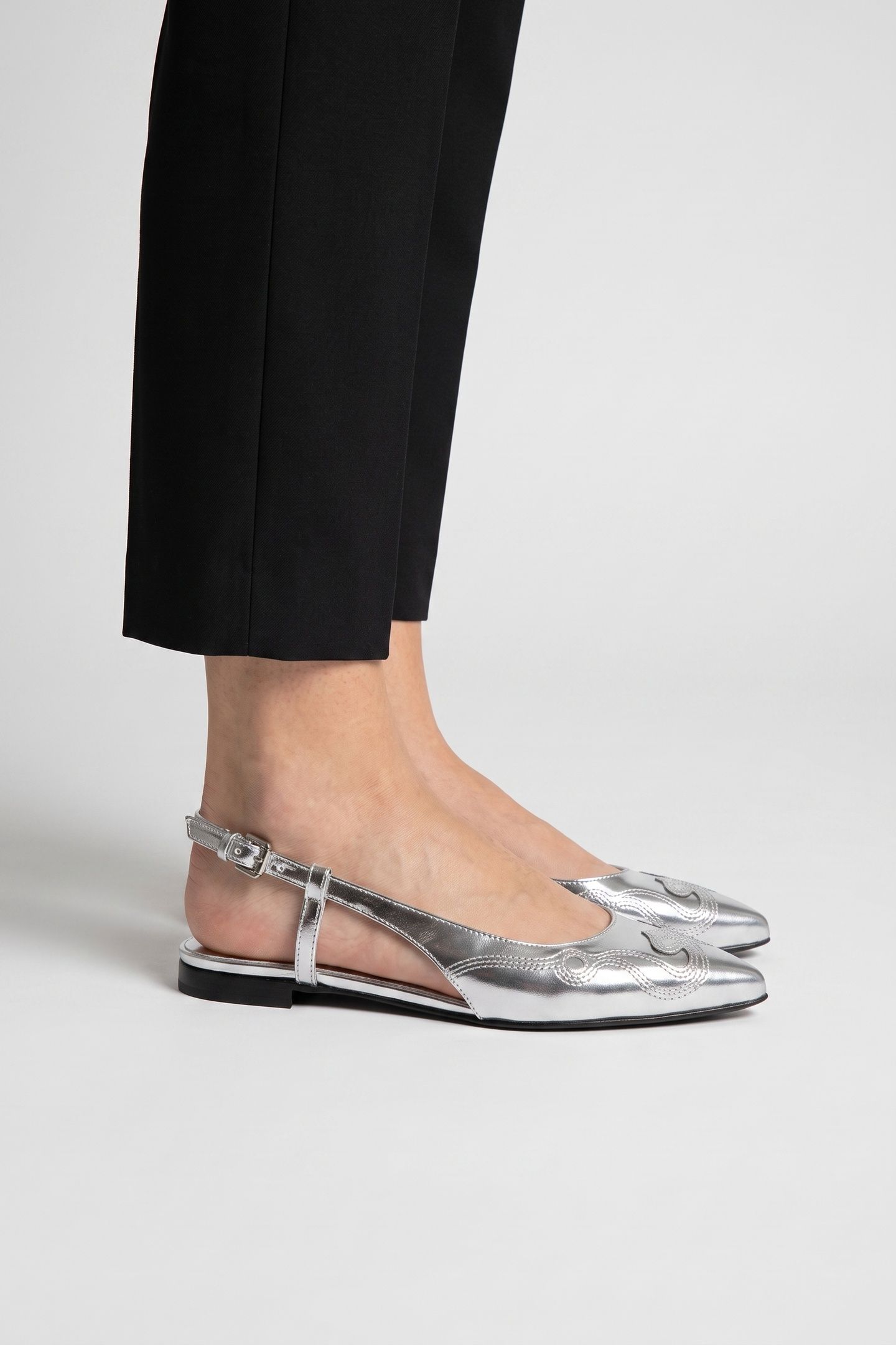 GOATSKIN BALLERINA SILVER 3