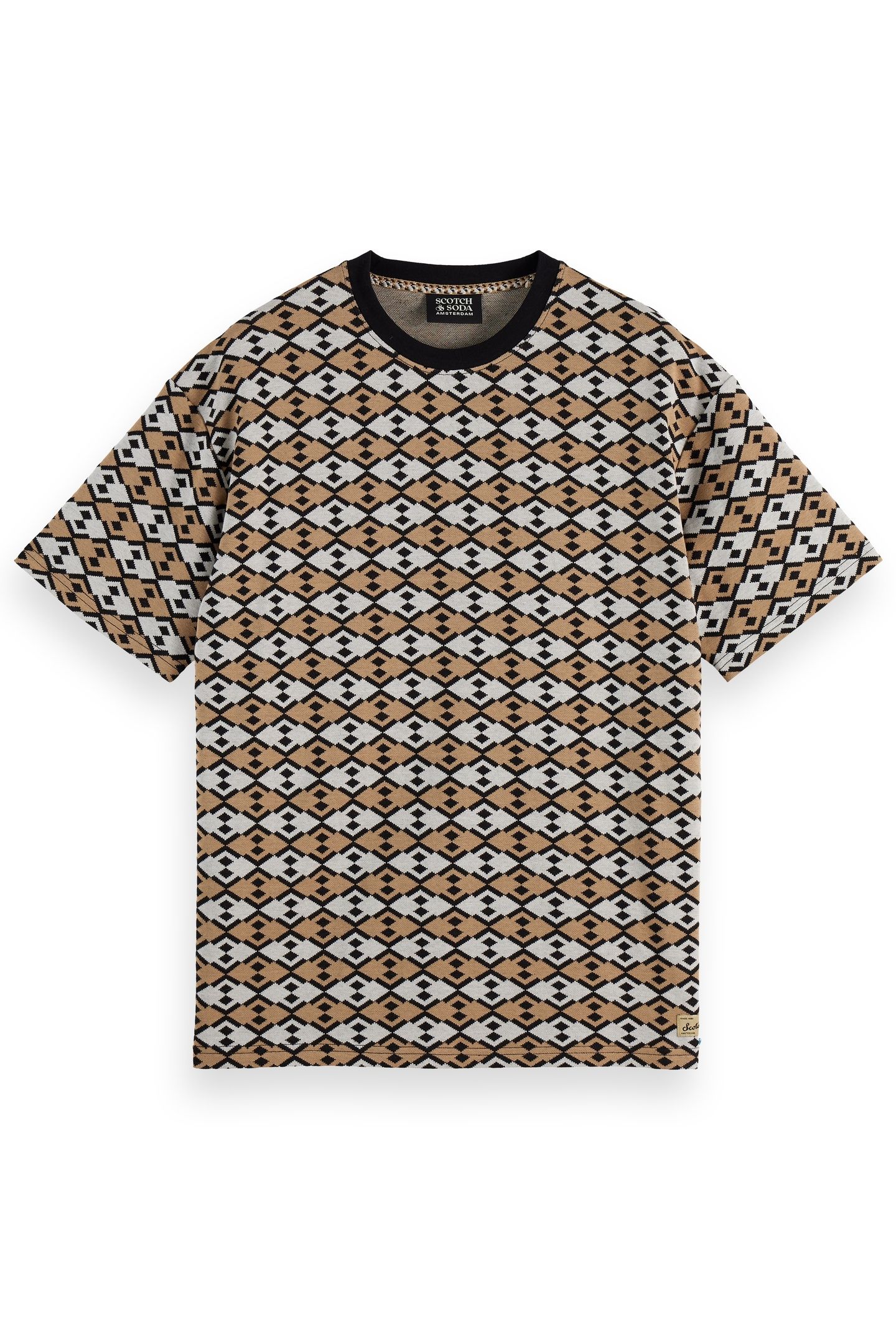 RELAXED FIT JACQUARD T-SHIRT DIAMOND MICRO EGGNOG AOP 3