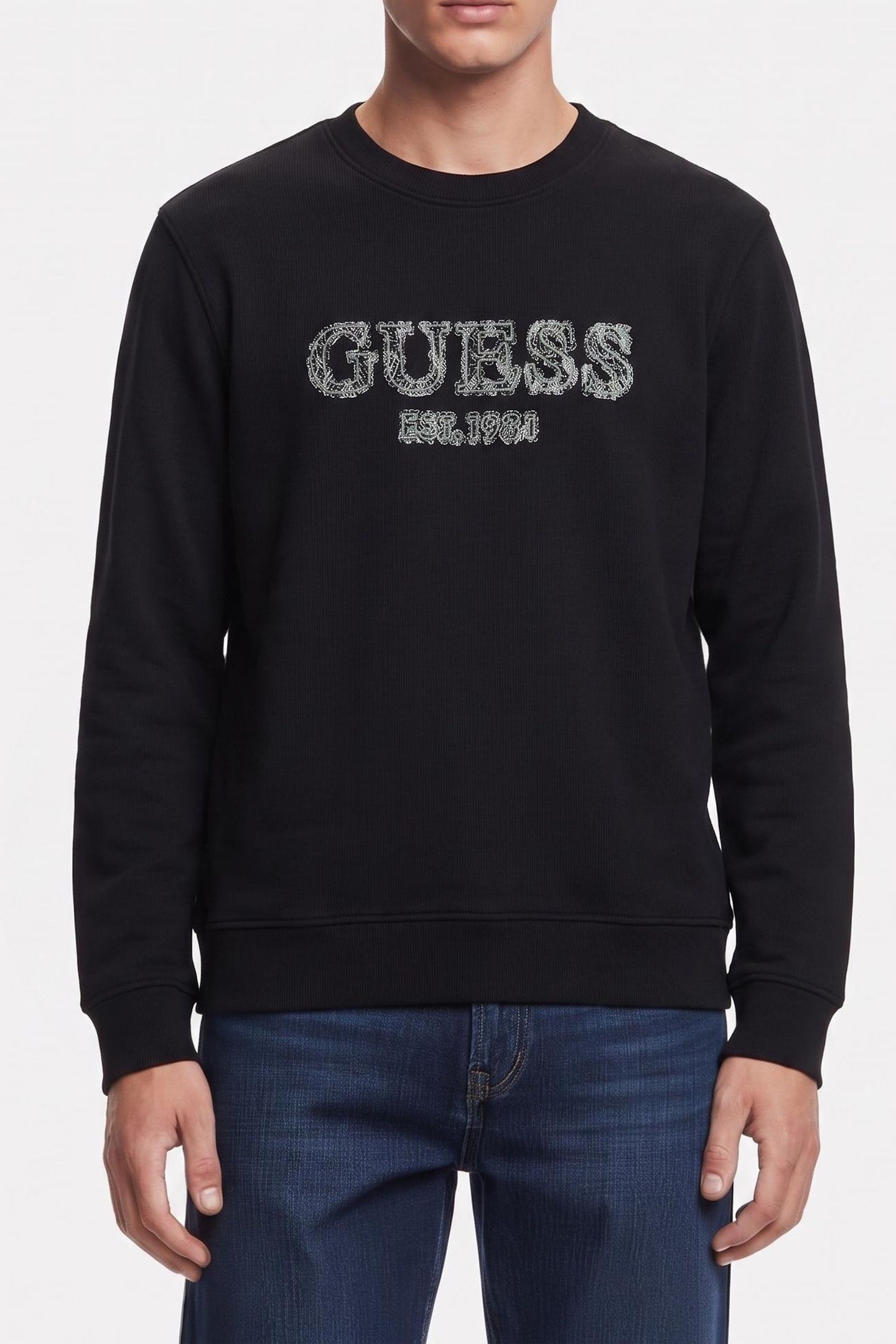 GUESS ECO CN BASIC LOGO SWEATS JET BLACK A996 1