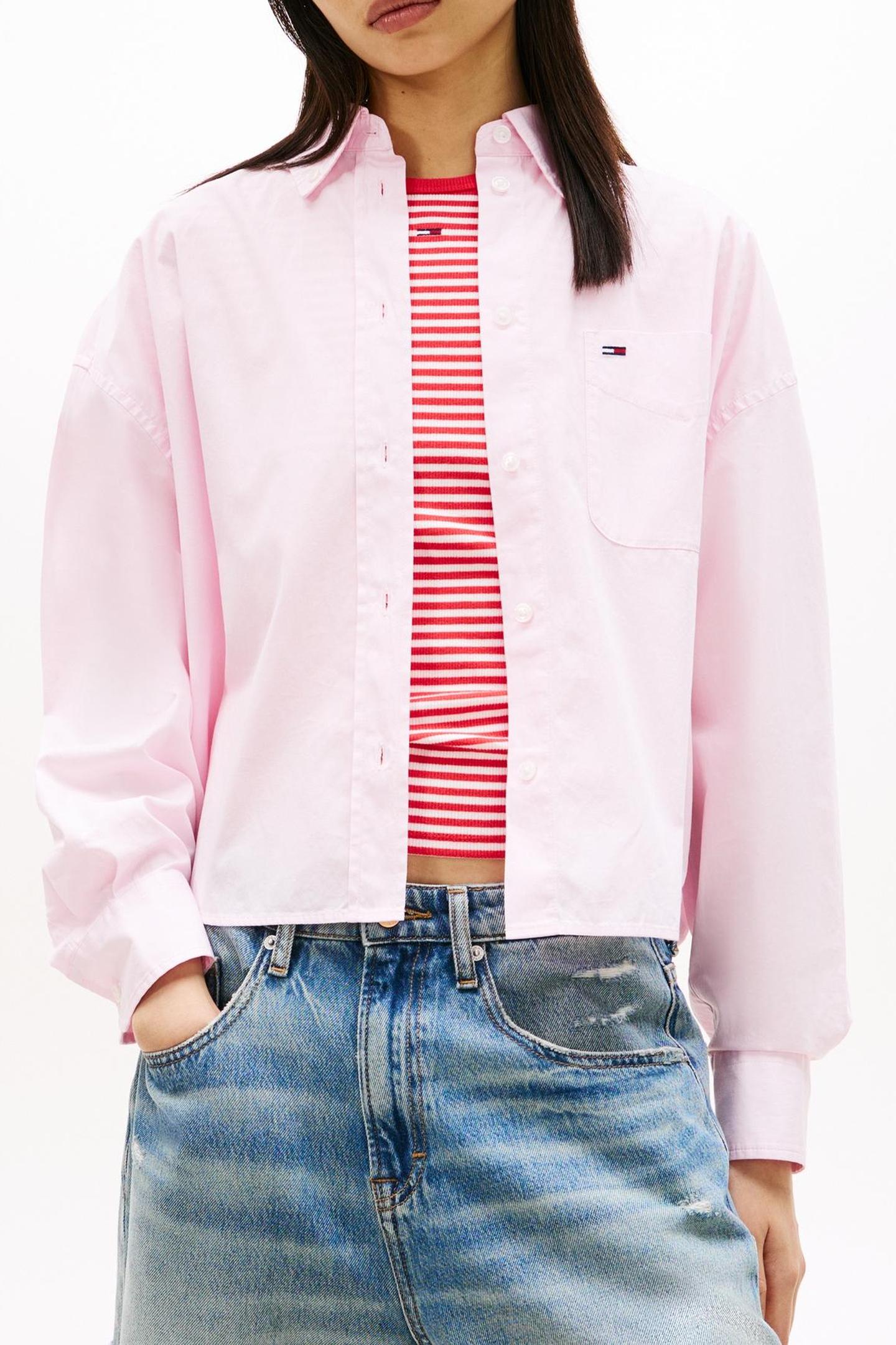 RELAXED FIT CROPPED POPLIN SHIRT PEARLY PINK 3
