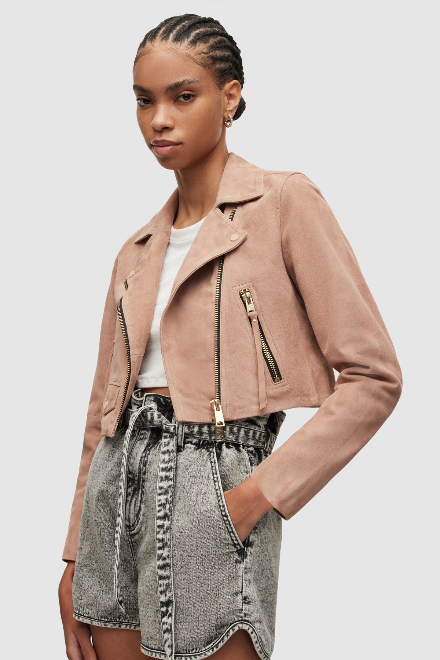ELORA SUEDE BIKER MISTY PINK 3