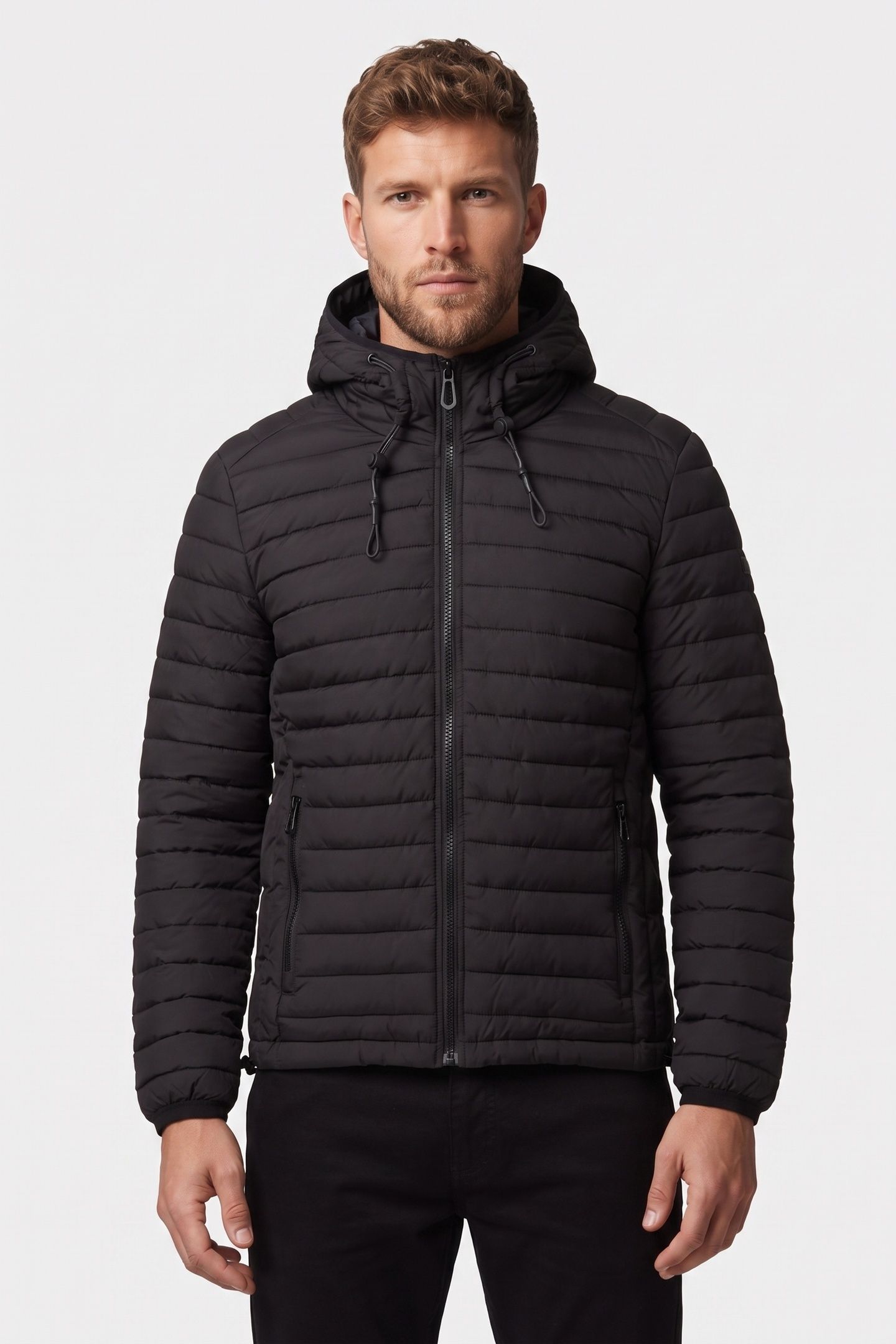JACKET HOODED SHORT FIT PADDED BLACK 1