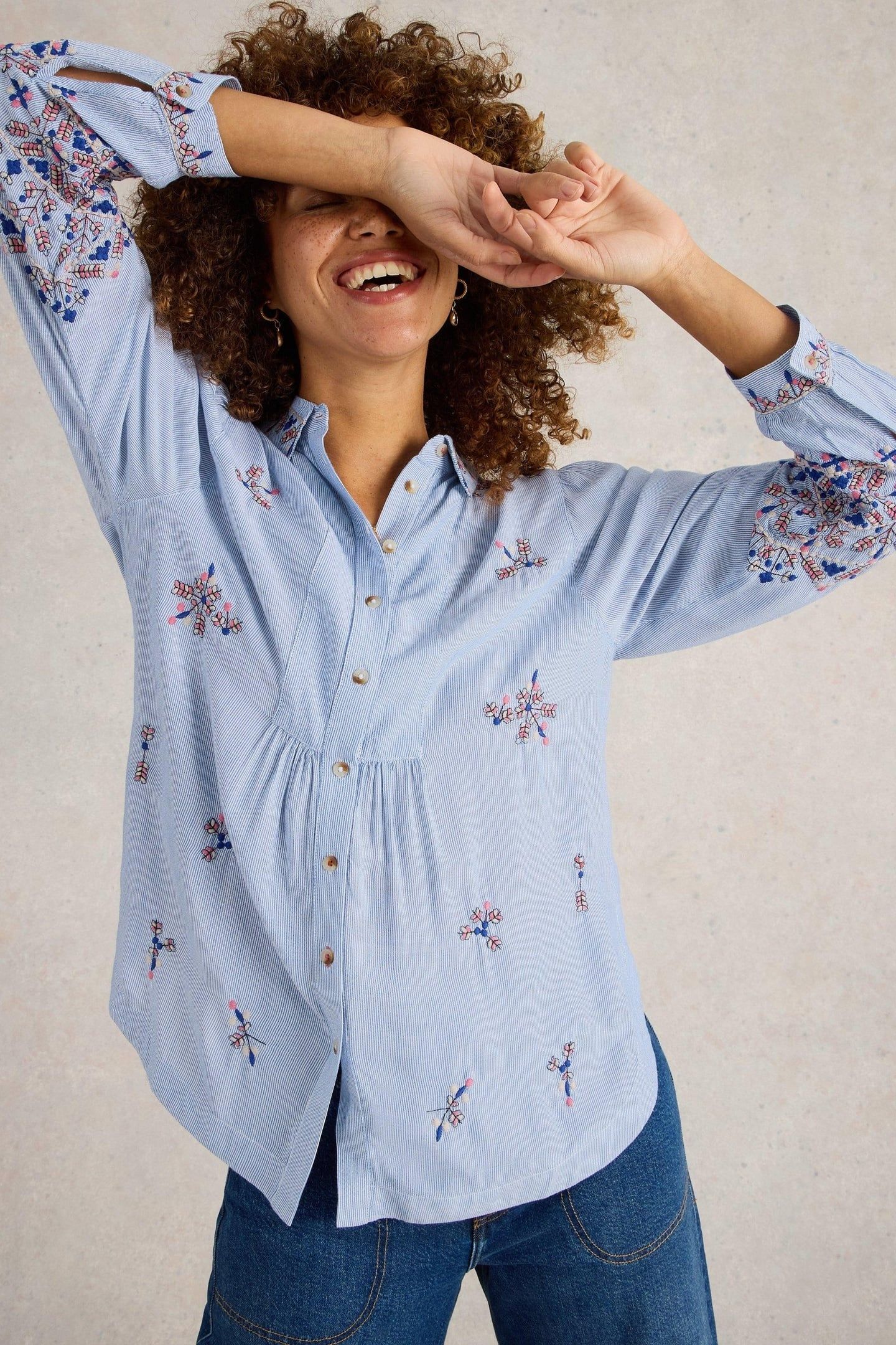 GERI EMBROIDERED SHIRT BLUE MULTI 8