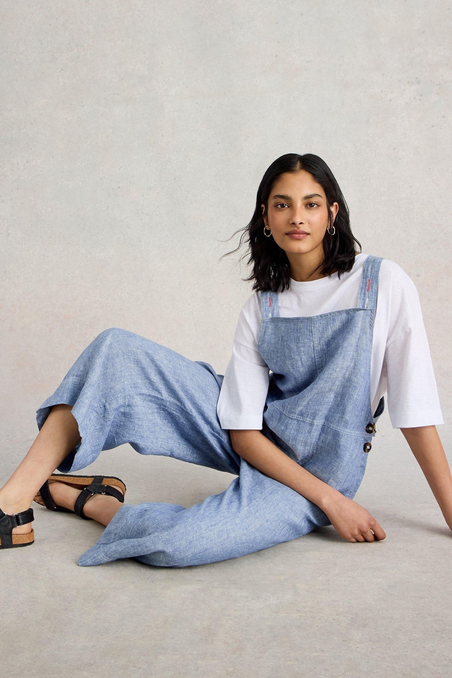 VIVIAN LINEN DUNGAREE CHAMBRAY BLUE 2