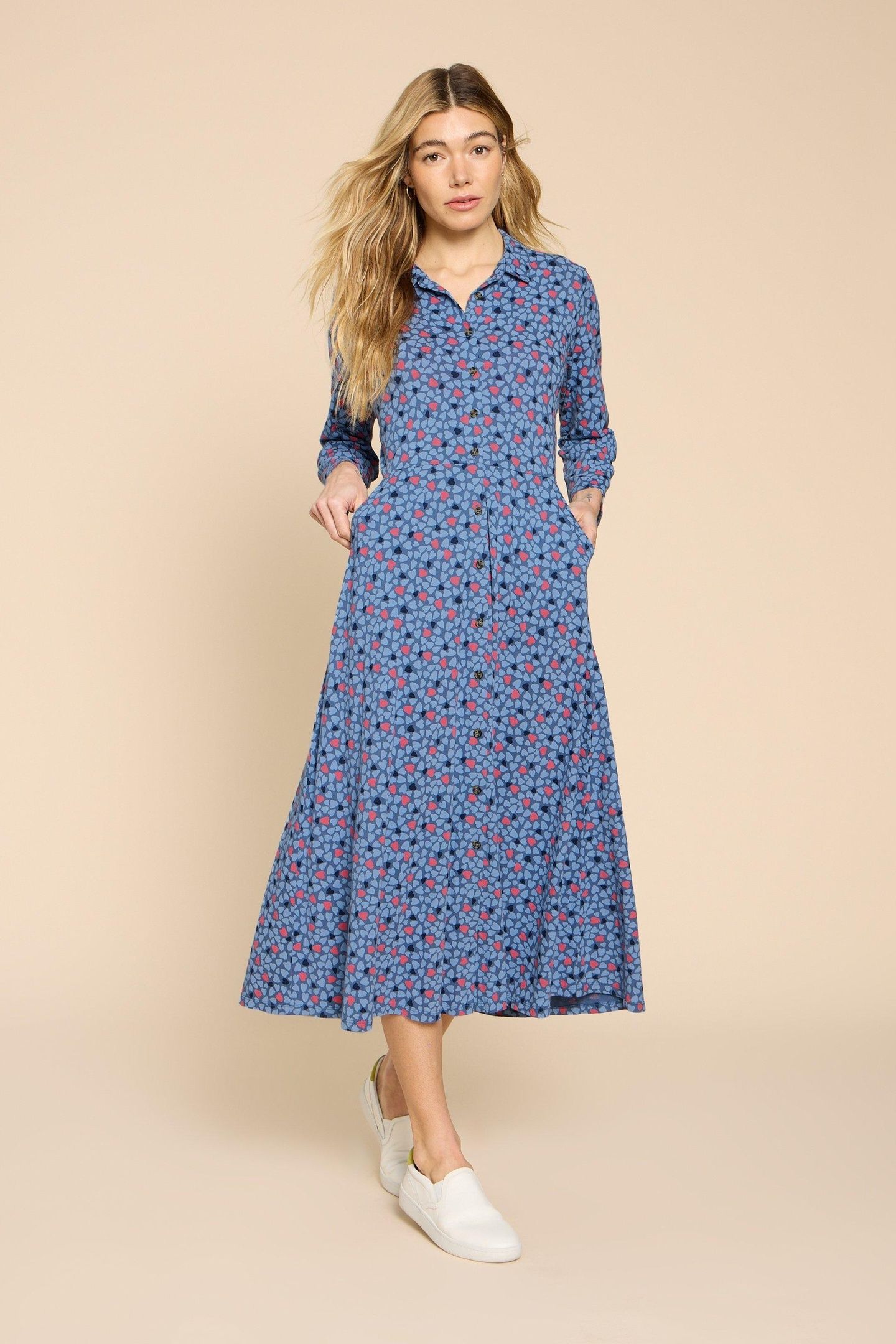 ADA JERSEY SHIRT DRESS BLUE MULTI 1