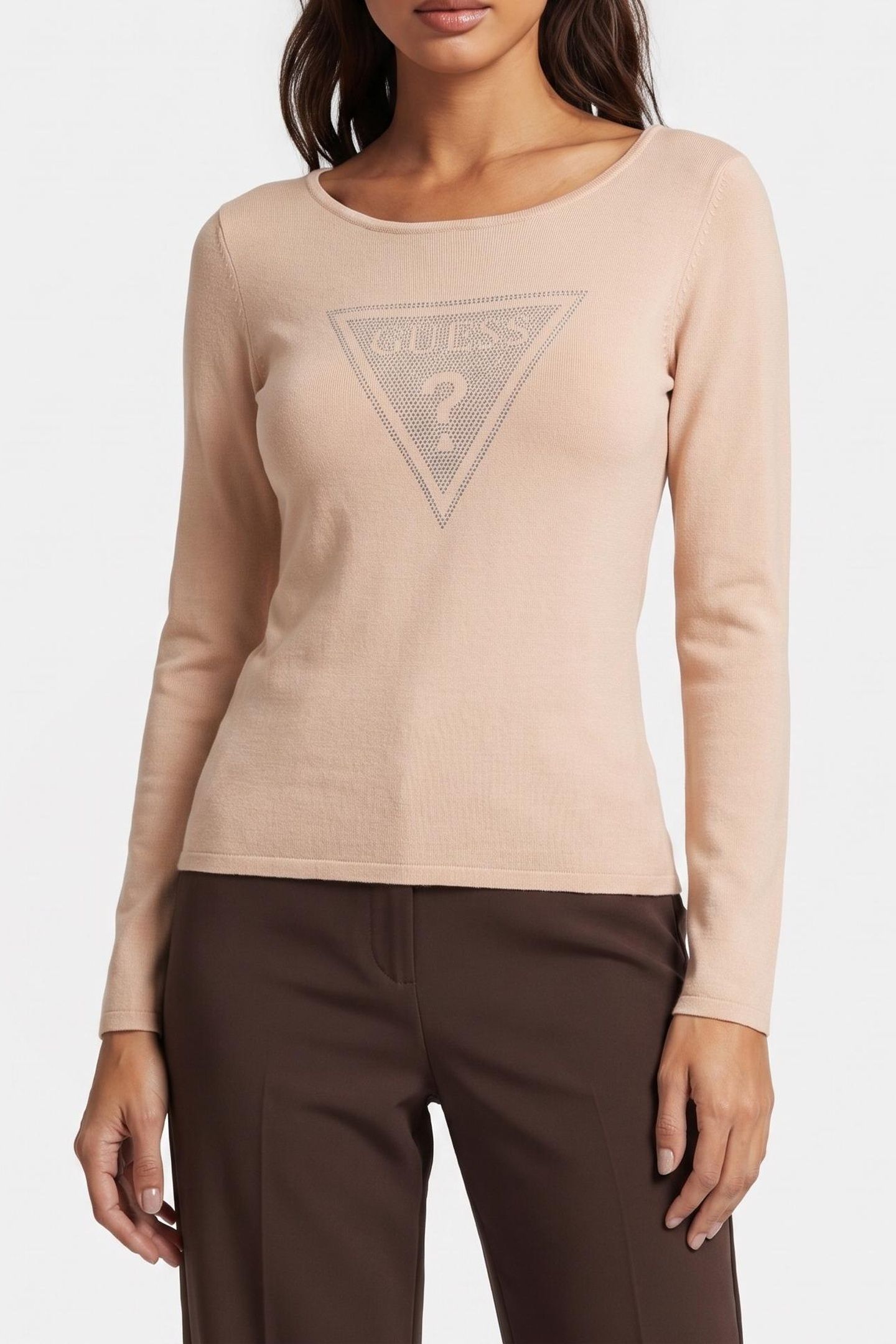 GUESS ECO LS TRIANGLE LOGO ELI SKINNY LATTE 1